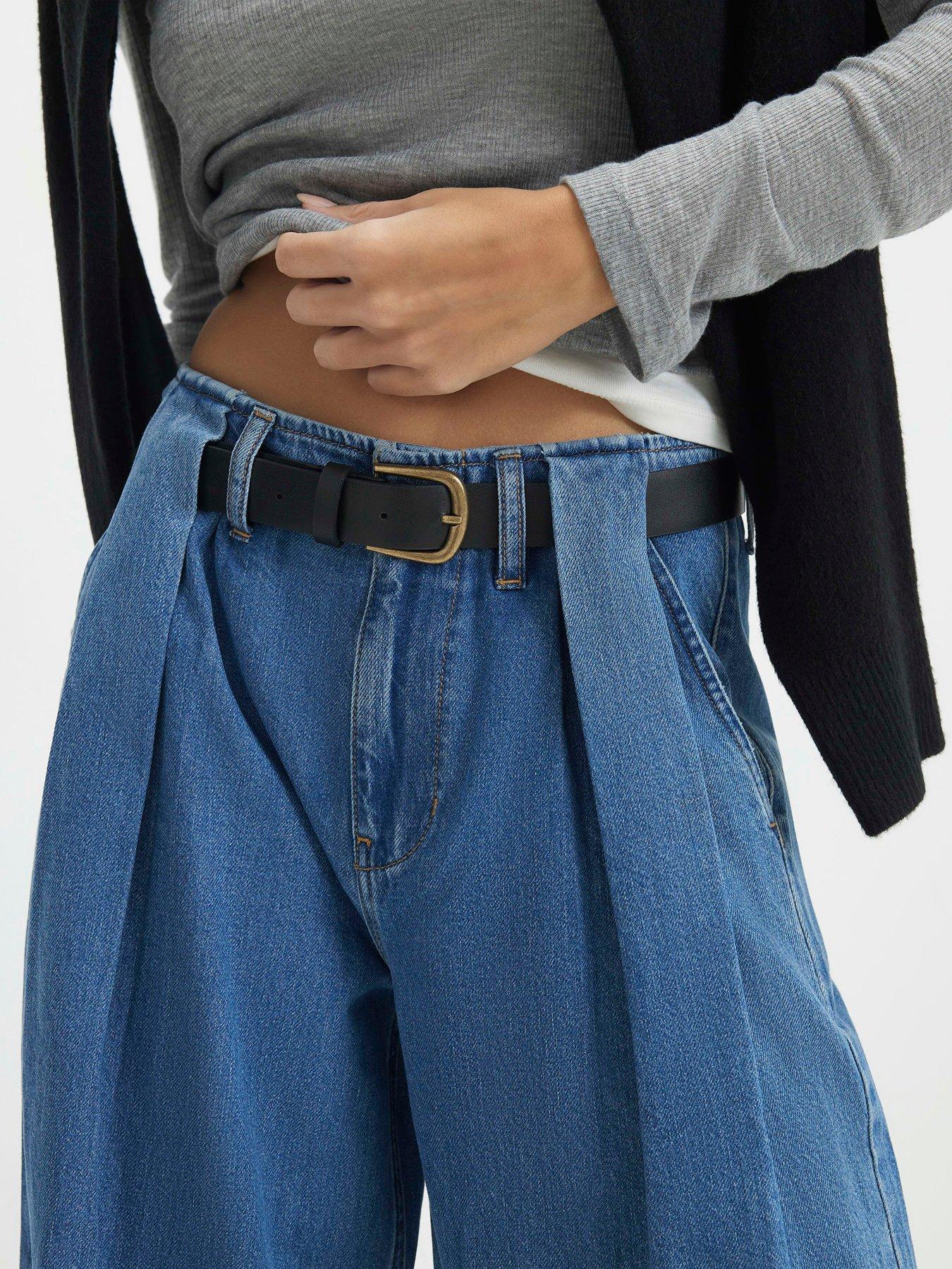 Image 4 of 4 of River Island Arden Belted Pleated Wide Leg - Blue