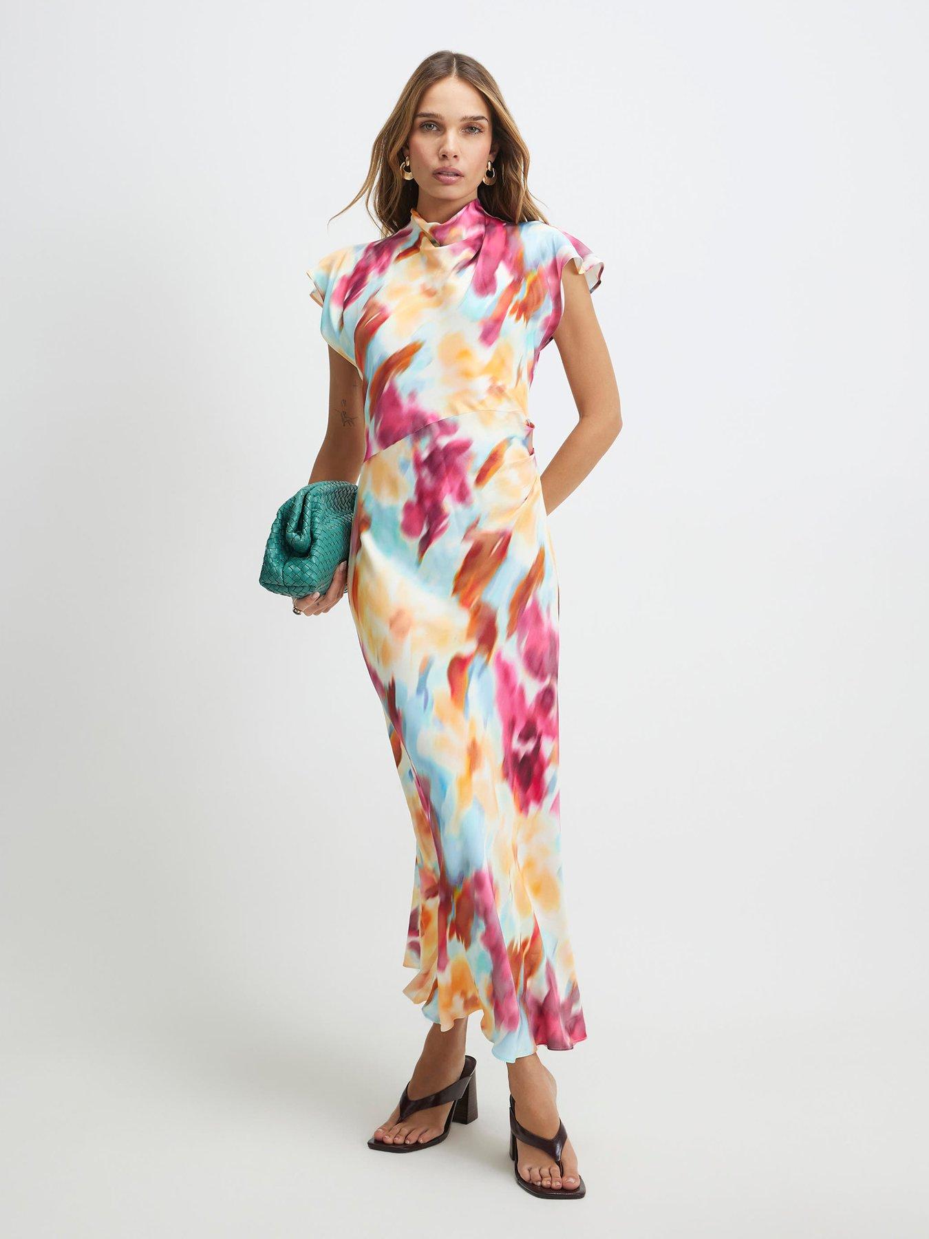 River Island Tie Dye Print Column Dress - Pink