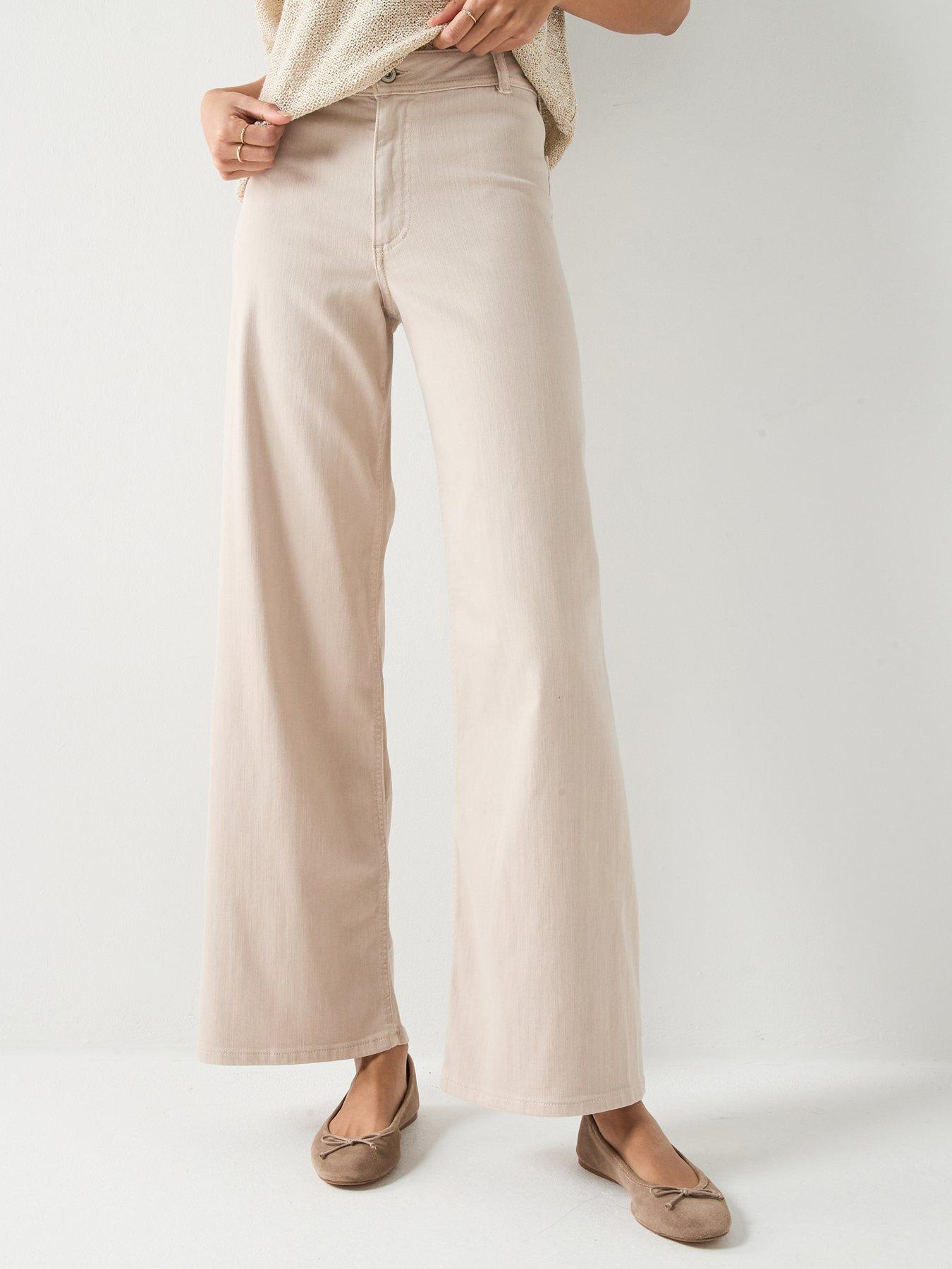 Image 1 of 5 of JDY Wide Leg Stretch Pants - Beige