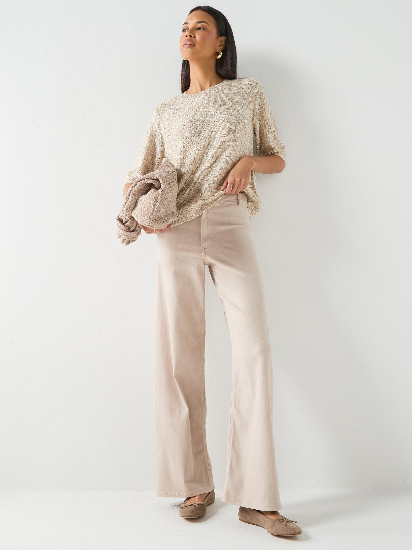 Image 3 of 5 of JDY Wide Leg Stretch Pants - Beige