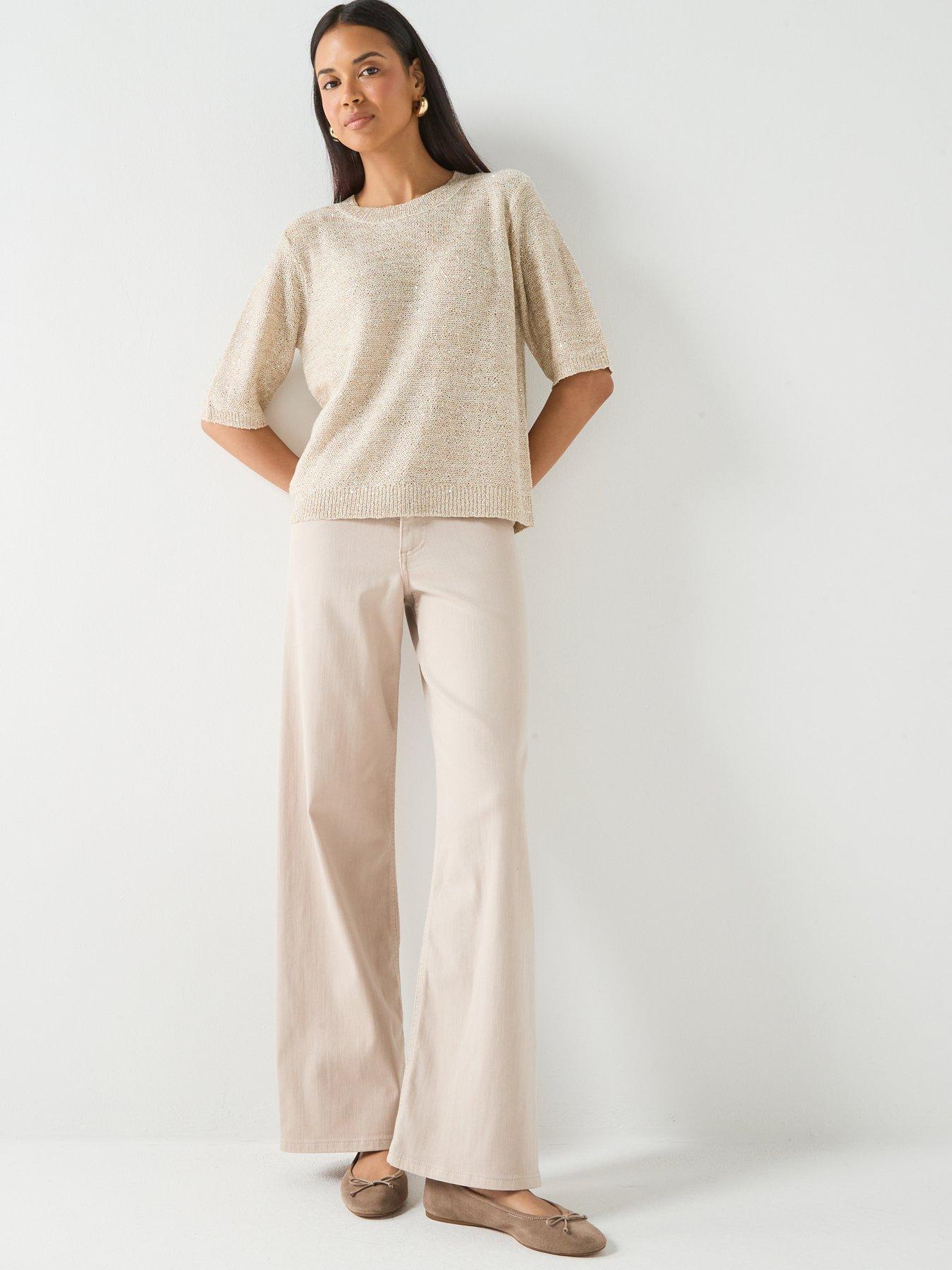 Image 5 of 5 of JDY Wide Leg Stretch Pants - Beige