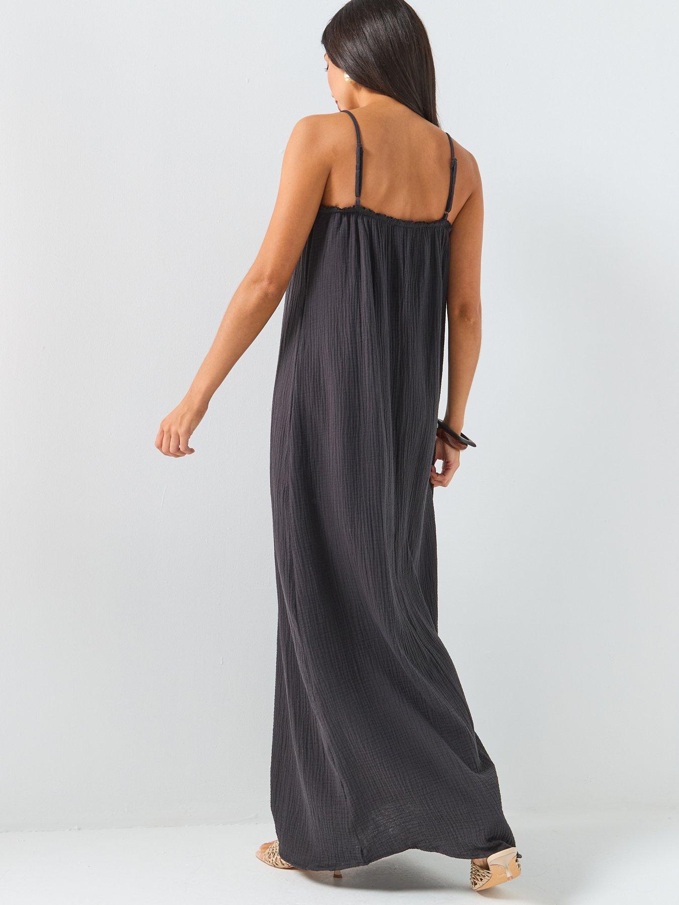 Image 2 of 5 of JDY Cheesecloth Maxi Dress - Washed Black