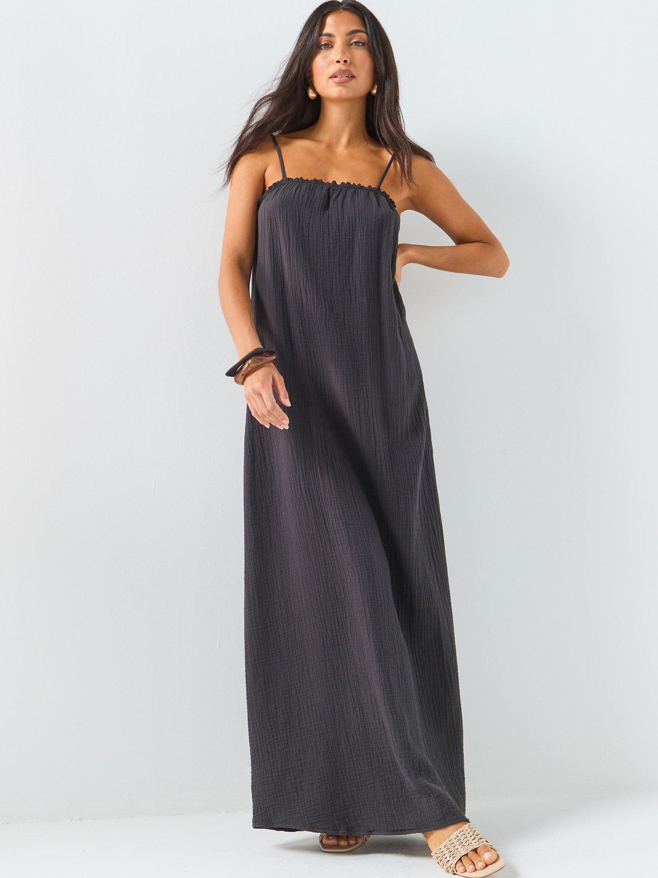 Image 3 of 5 of JDY Cheesecloth Maxi Dress - Washed Black