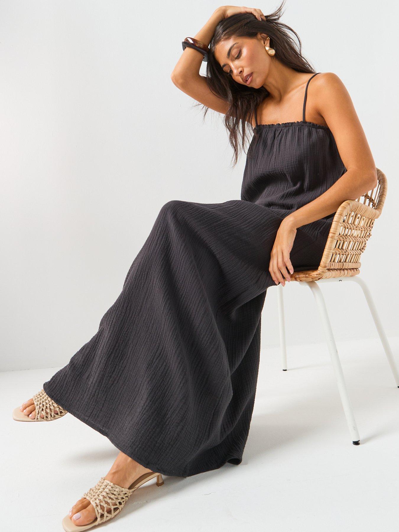 Image 5 of 5 of JDY Cheesecloth Maxi Dress - Washed Black