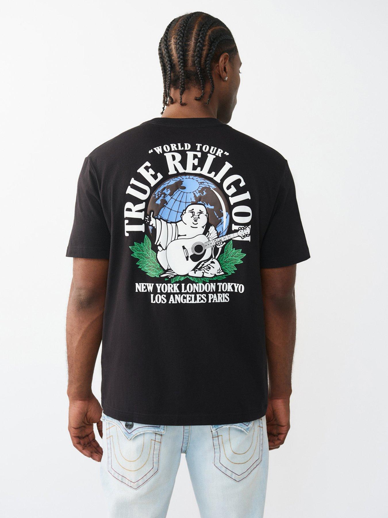 Image 1 of 6 of TRUE RELIGION Earth Buddha Back Graphic T-Shirt - Black