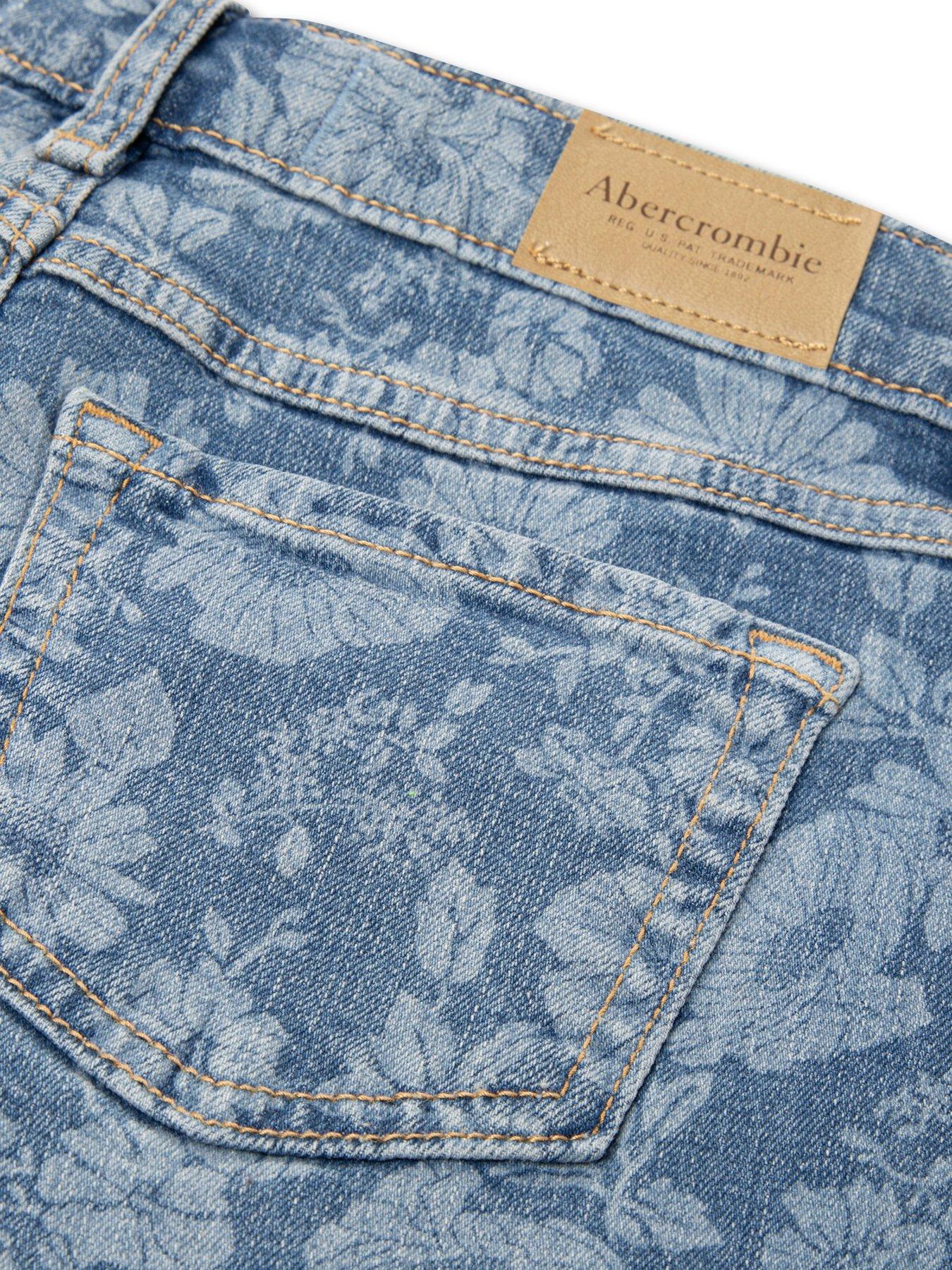 Image 5 of 7 of Abercrombie & Fitch Girls High Rise Relaxed Floral Denim Shorts - Blue