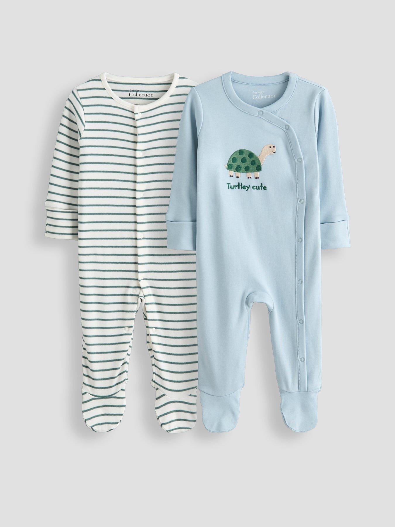 The Very Collection Baby Boys 3 Pack Sea Life Stripe Sleepsuit (0-3 Months - 18-24 Months) - Blue