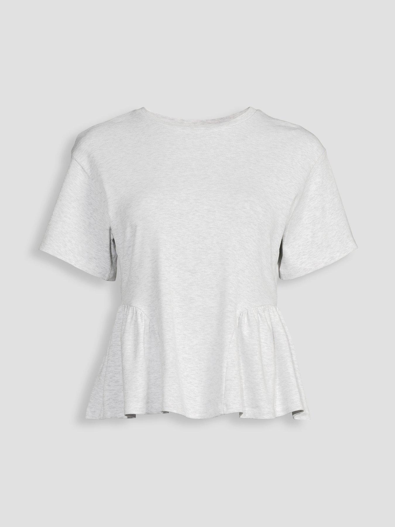 Image 7 of 7 of The Very Collection Peplum Cotton T-Shirt - Grey Marl