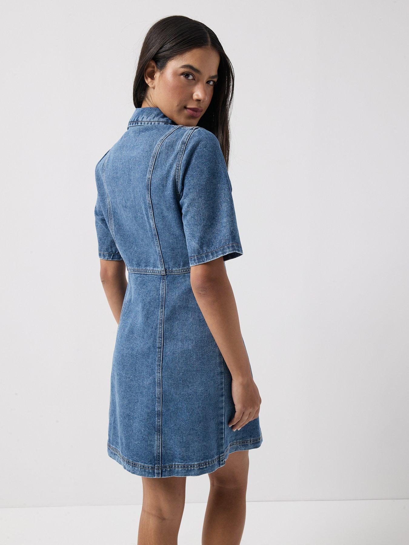 Image 5 of 5 of Vero Moda Vmdaisy Short Denim Dress - Blue