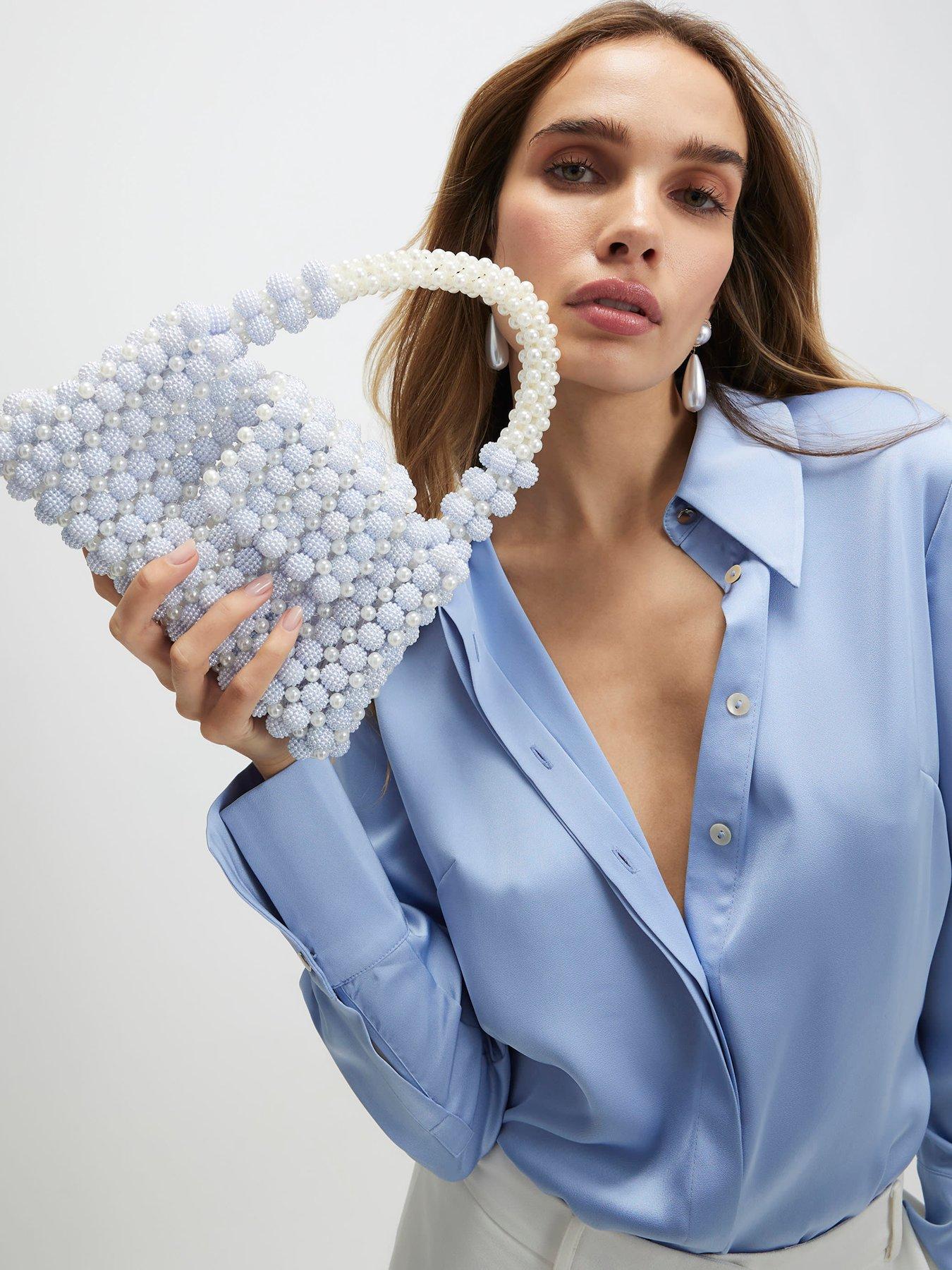 River Island Beaded Pearl Bag - Blue