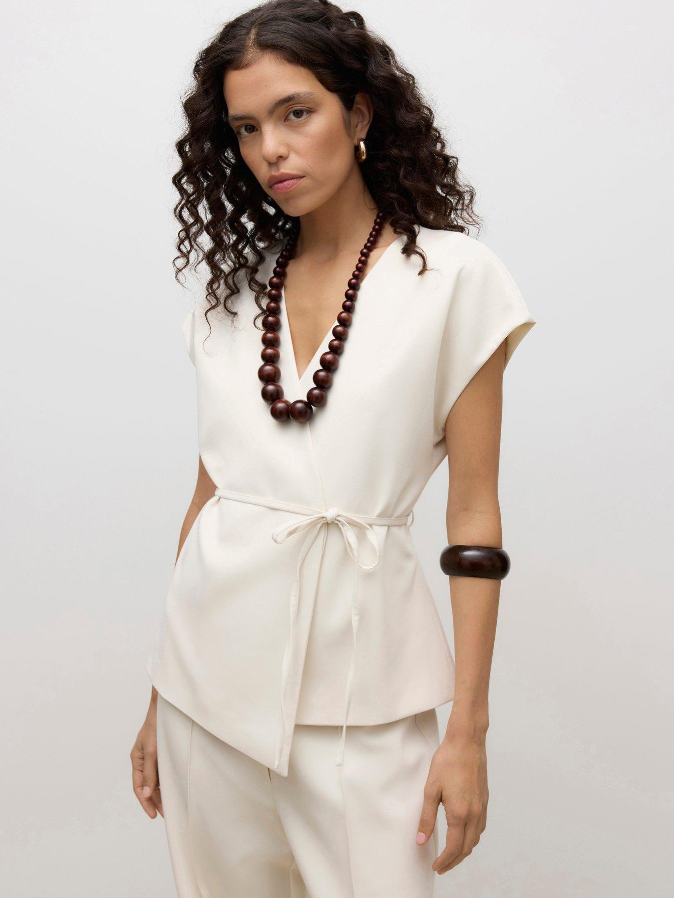 Image 1 of 4 of Vero Moda Awvannah V-Neck Midi Waistcoat - Cream