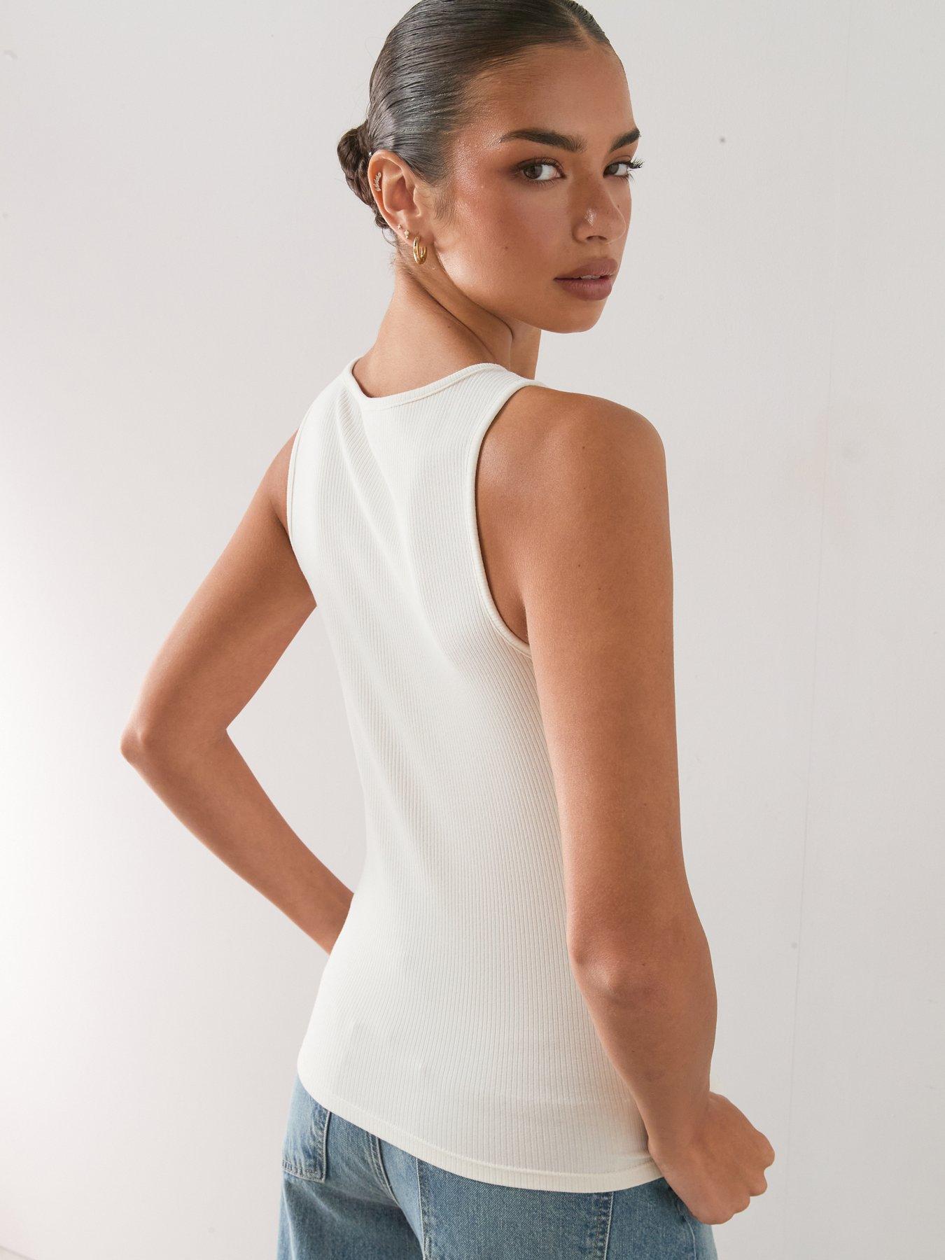 Image 2 of 7 of The Very Collection Gold Button Ribbed Tank Top - Cream