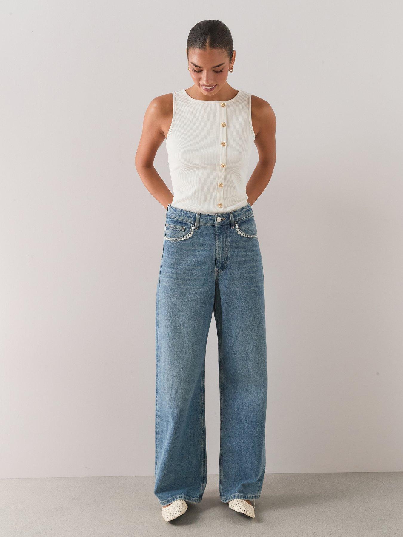 Image 3 of 7 of The Very Collection Gold Button Ribbed Tank Top - Cream