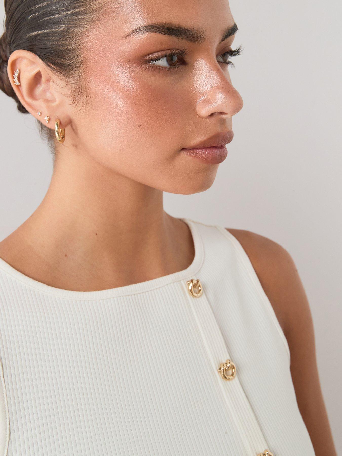 Image 4 of 7 of The Very Collection Gold Button Ribbed Tank Top - Cream