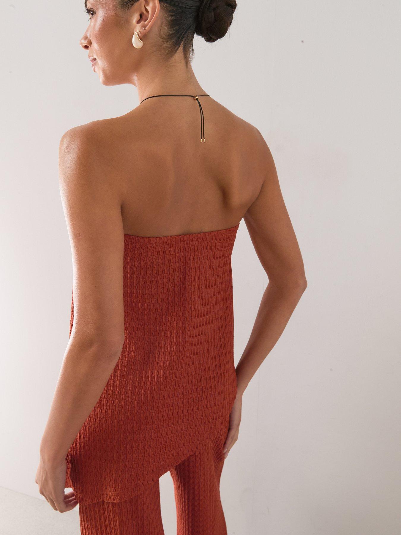 Image 2 of 7 of The Very Collection Bandeau Asymmetric Top Co-Ord - Orange