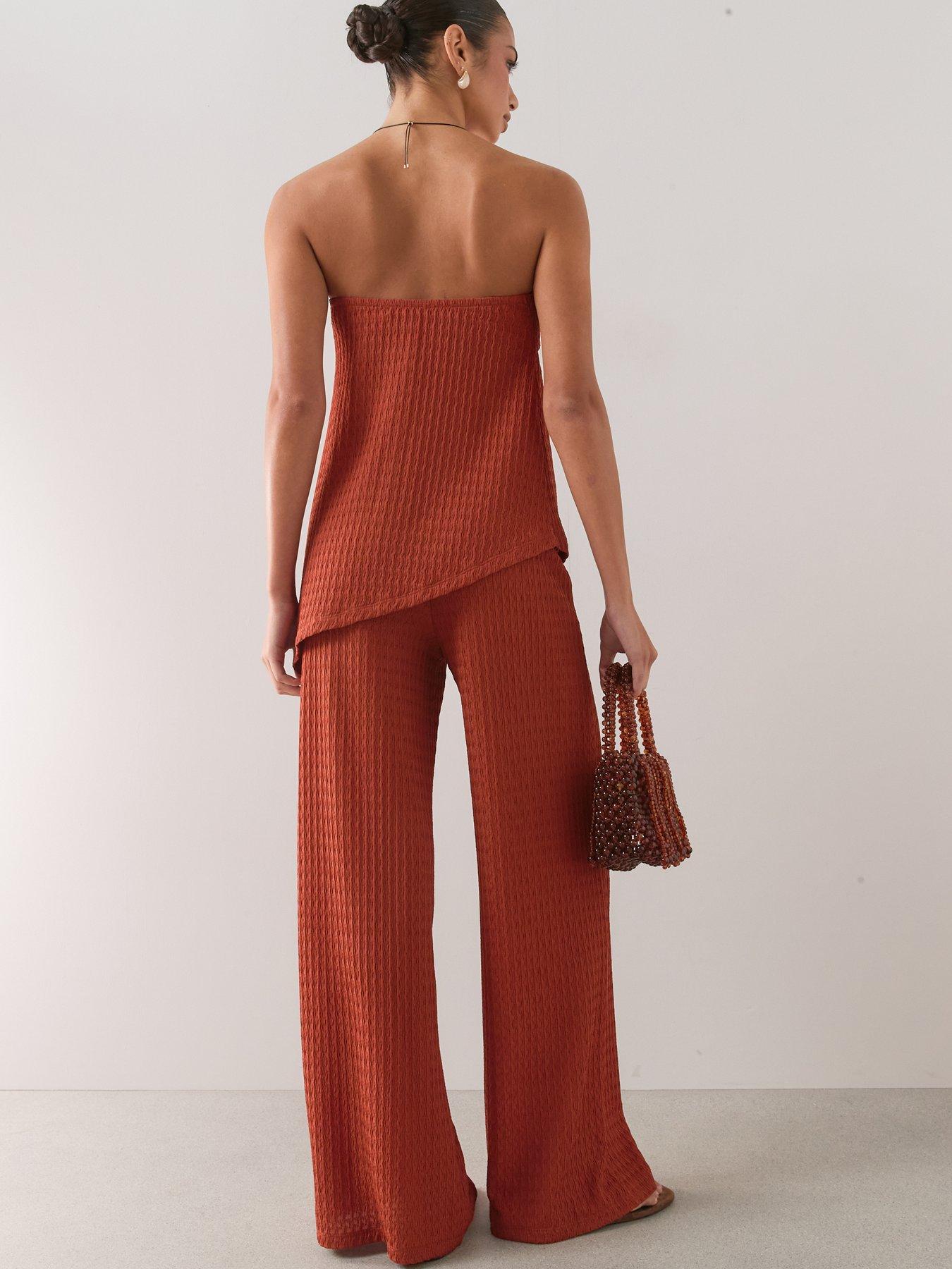 Image 5 of 7 of The Very Collection Bandeau Asymmetric Top Co-Ord - Orange