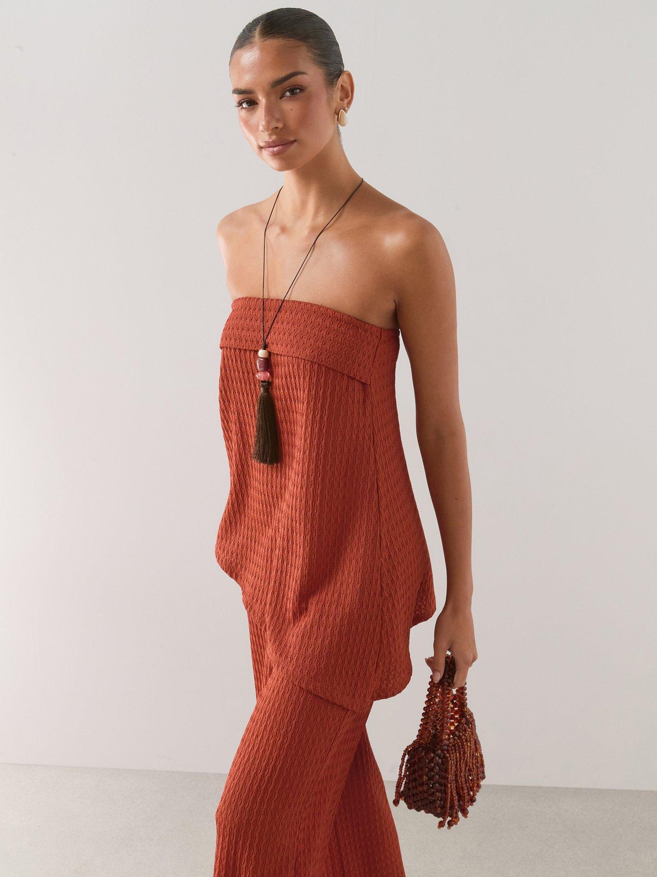Image 6 of 7 of The Very Collection Bandeau Asymmetric Top Co-Ord - Orange
