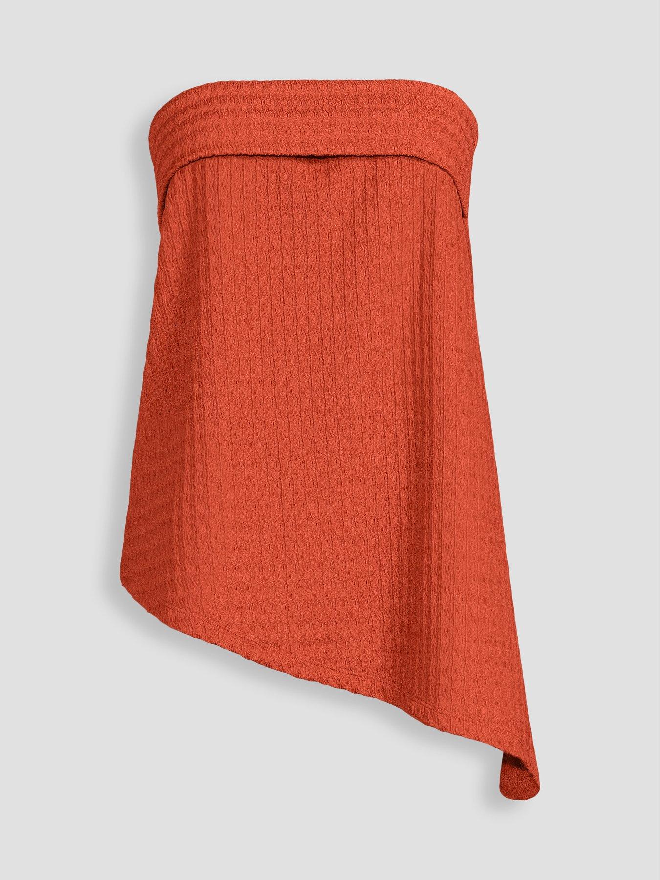 Image 7 of 7 of The Very Collection Bandeau Asymmetric Top Co-Ord - Orange