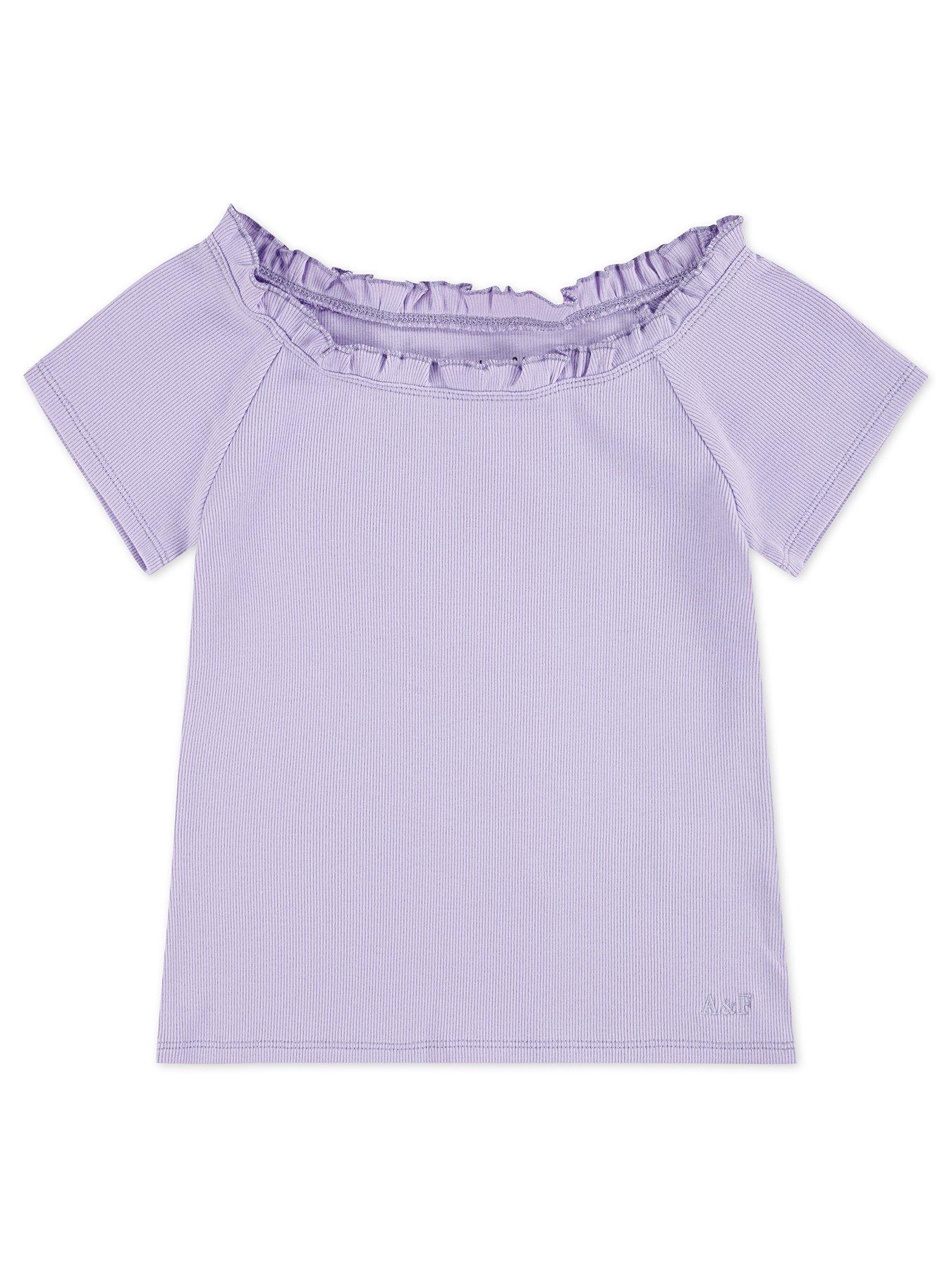 Abercrombie & Fitch Girls Short Sleeve Shoulder Play Top - Purple