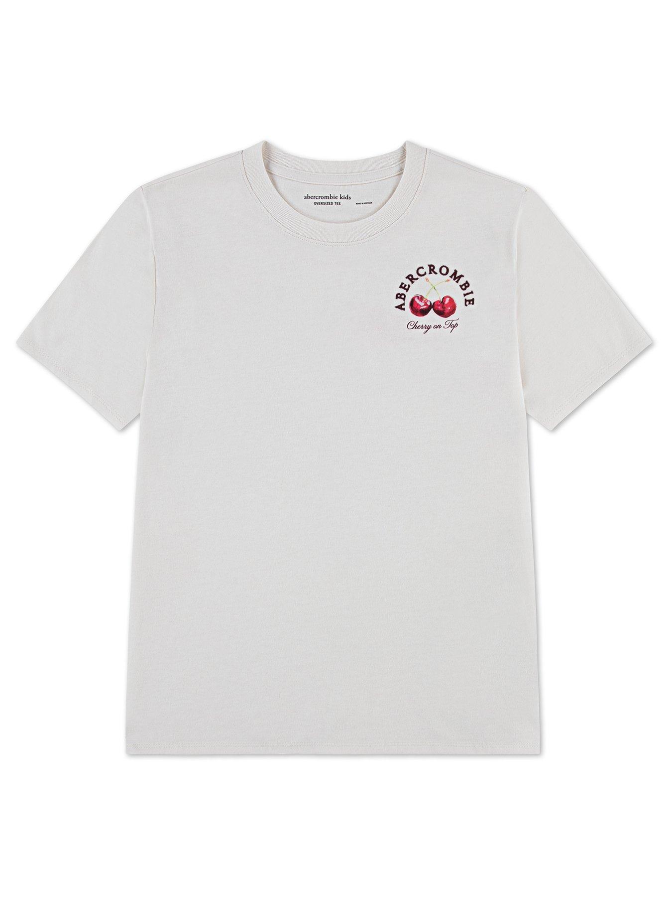 Abercrombie & Fitch Girls Cherry Boxy Short Sleeve T-Shirt - White