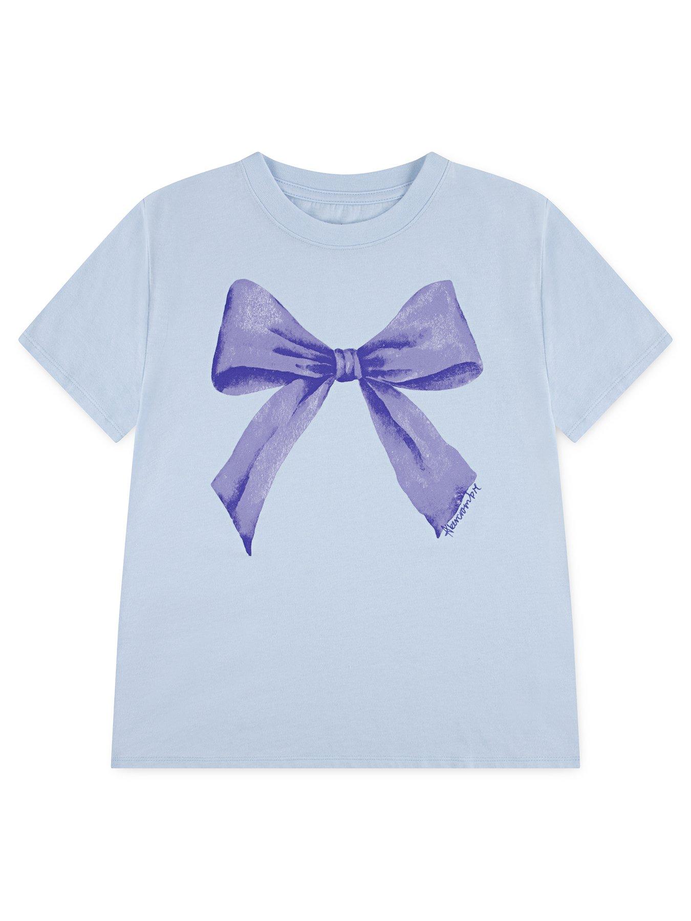 Abercrombie & Fitch Girls Oversized Bow Short Sleeve T-Shirt - Blue