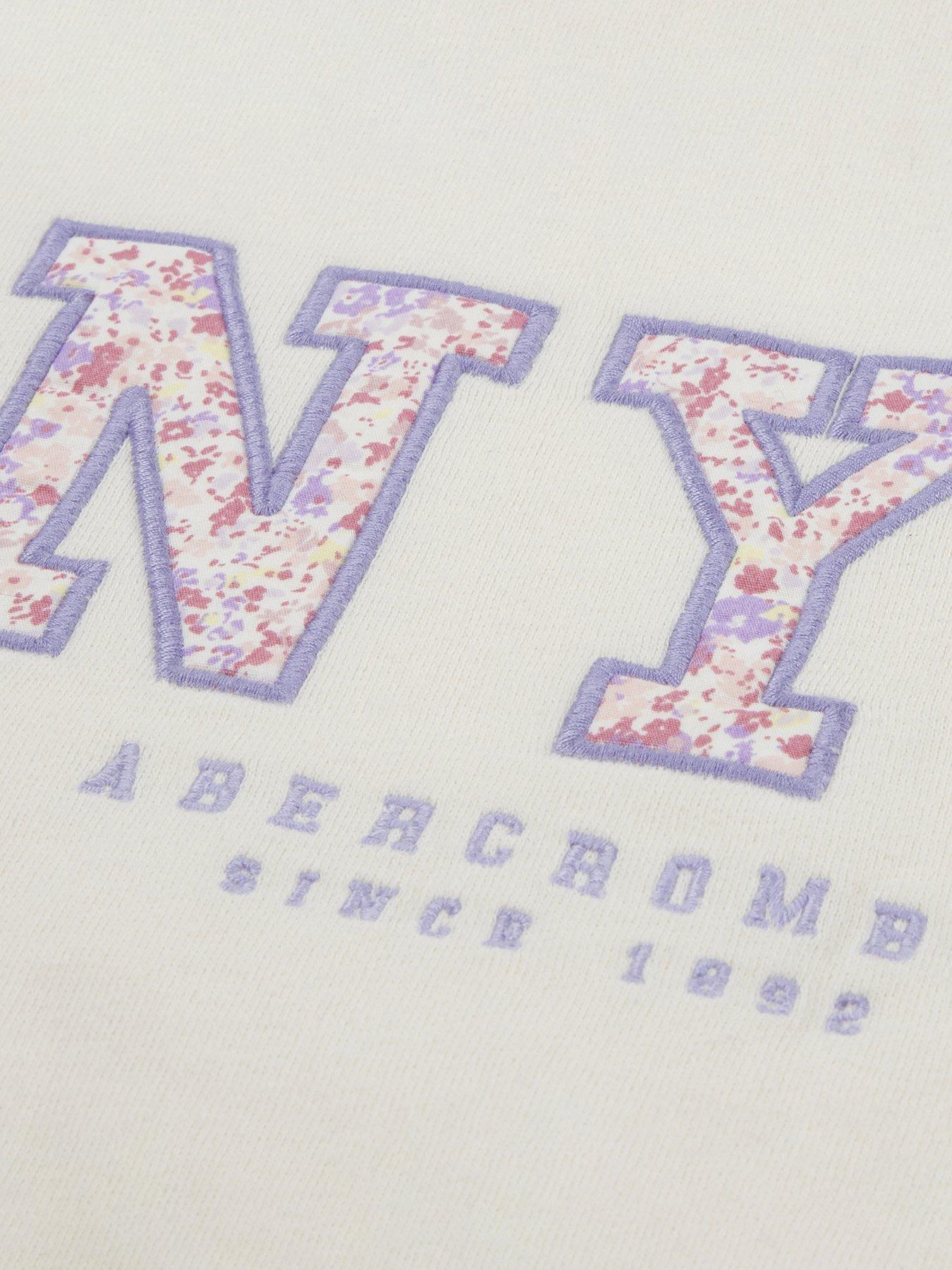 Image 3 of 3 of Abercrombie & Fitch Girls NYC Floral Sweatshirt - White