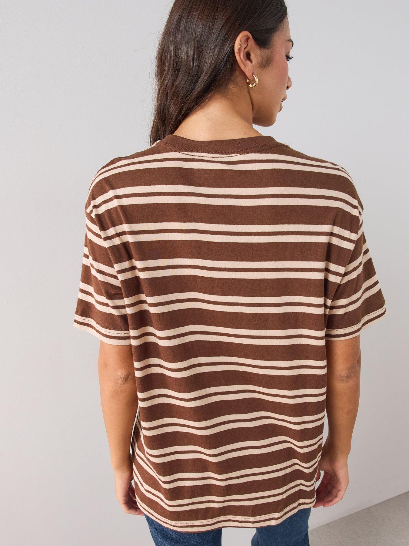 Image 6 of 6 of The Very Collection Womens Oversized New York Graphic Striped T-Shirt - Brown