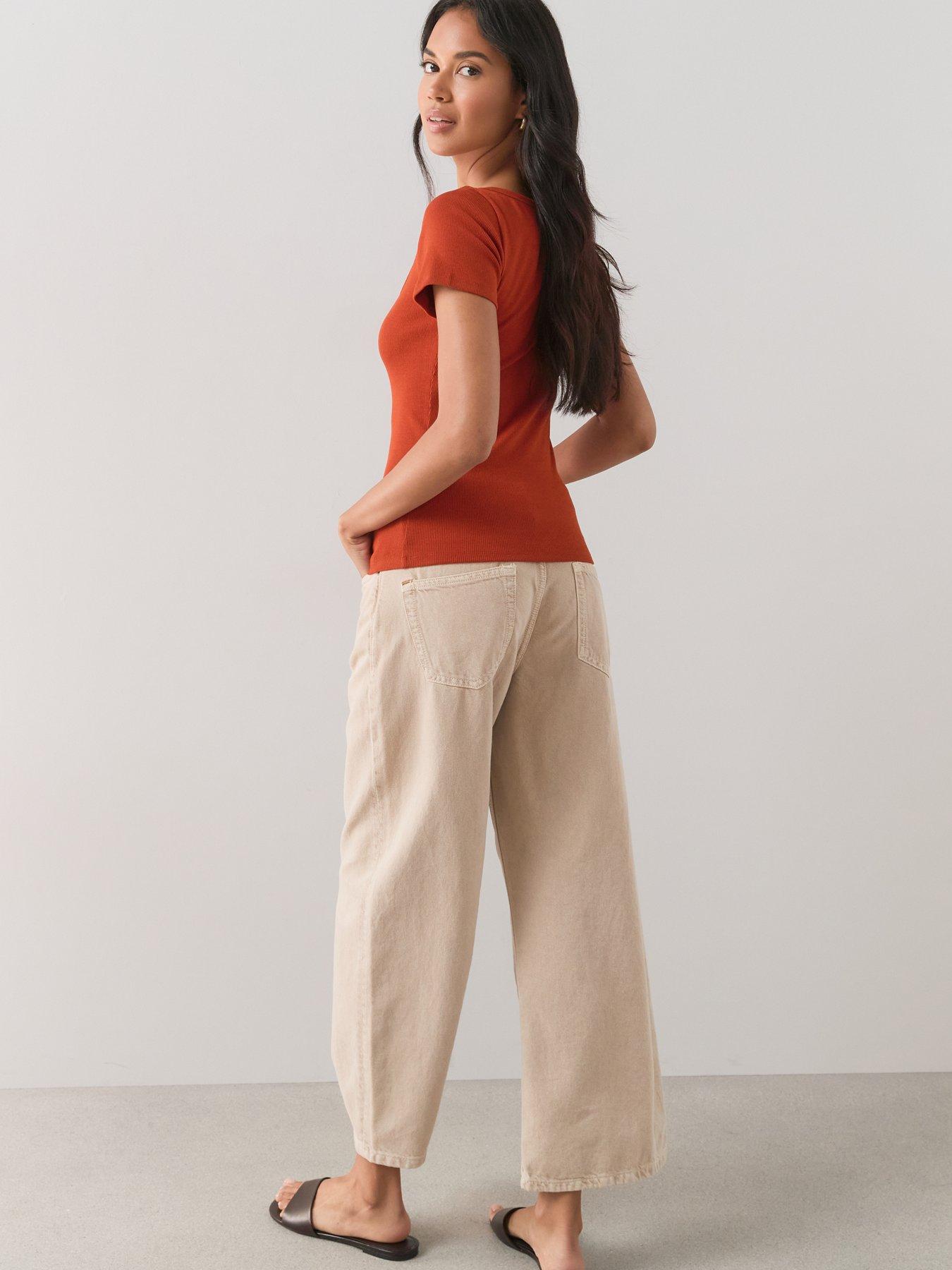Image 6 of 7 of The Very Collection Stretch Rib Scoop Neck T-Shirt - Rust