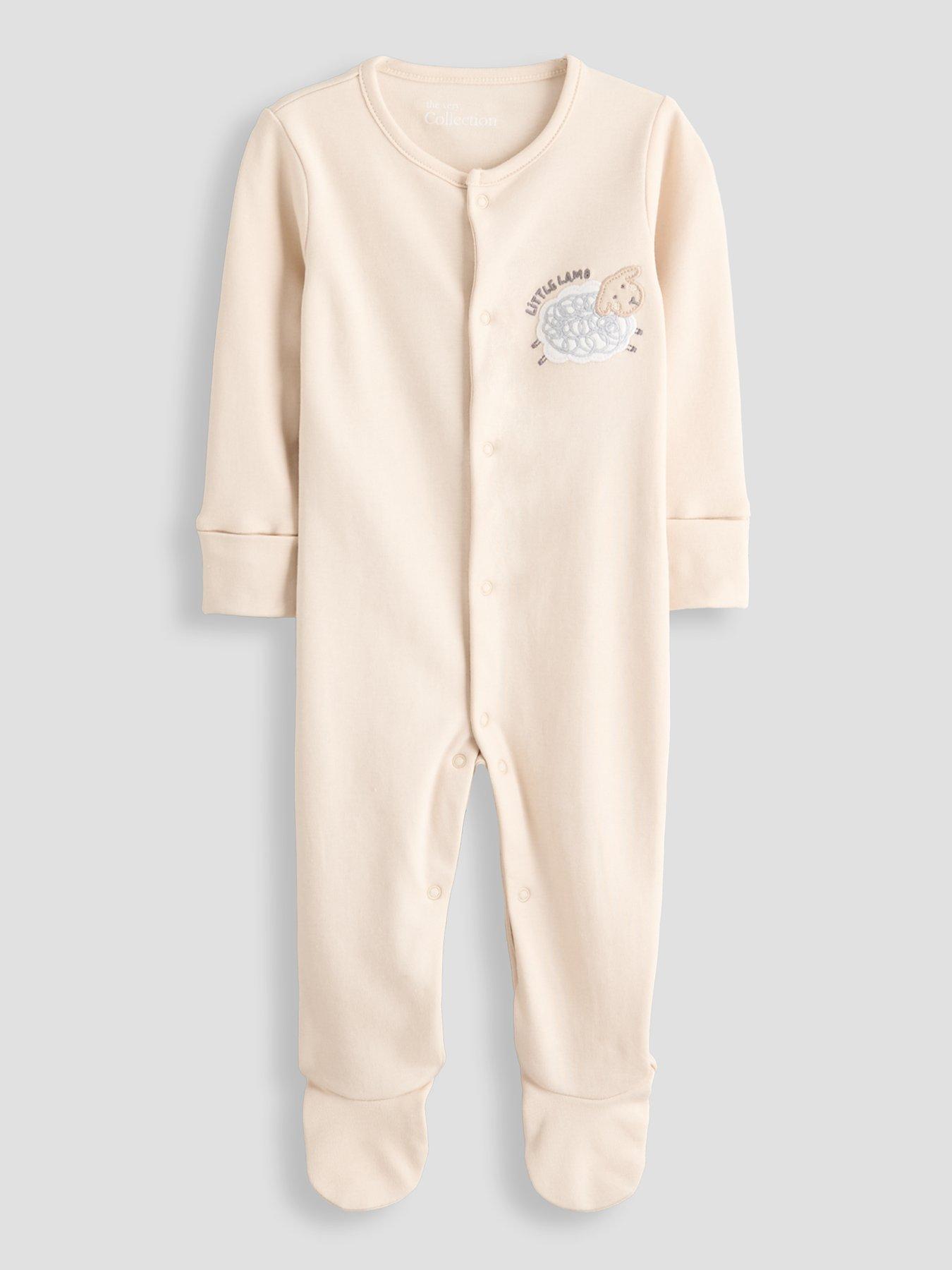 The Very Collection Unisex Embroidered Little Lamb Sleepsuit