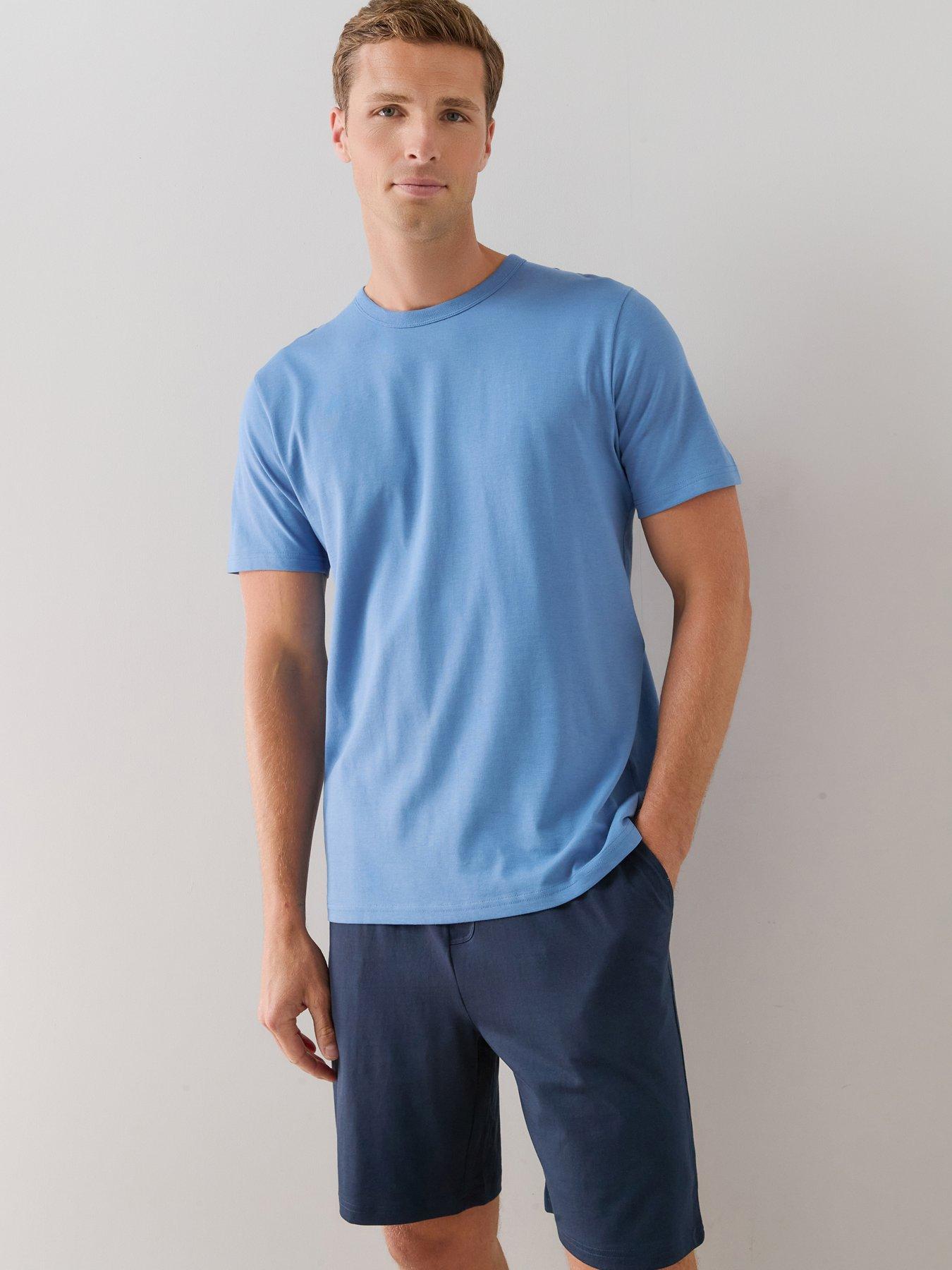 The Very Collection Essential Short Sleeve T-Shirt  &  Short Pyjama Set - Blue/Navy