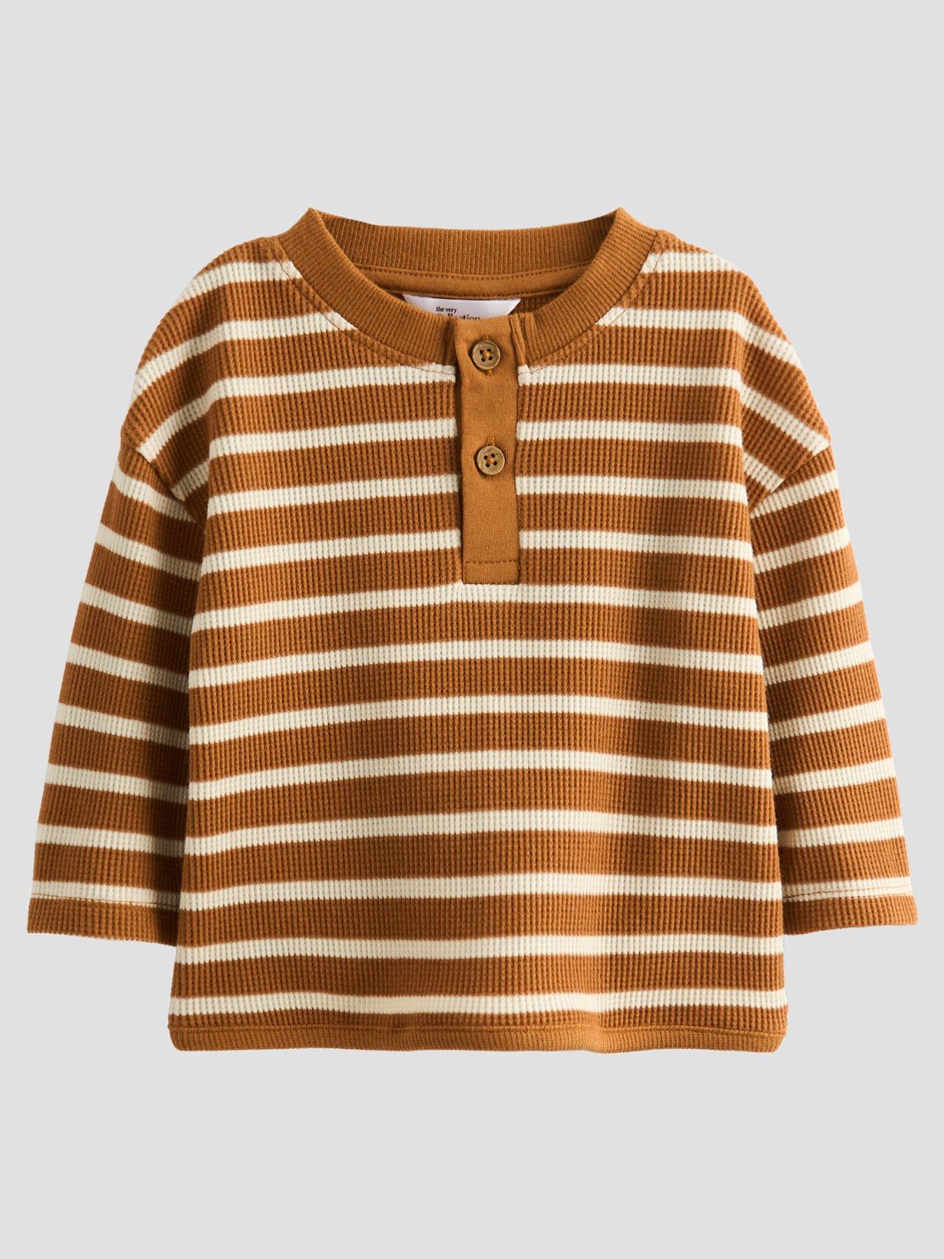 Image 2 of 5 of The Very Collection Baby Boy 2 Pack Waffle Striped Tops - Multi
