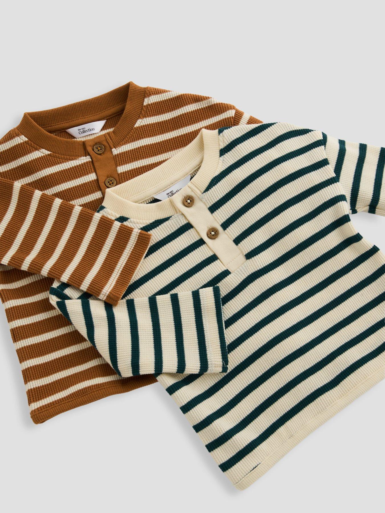 Image 5 of 5 of The Very Collection Baby Boy 2 Pack Waffle Striped Tops - Multi