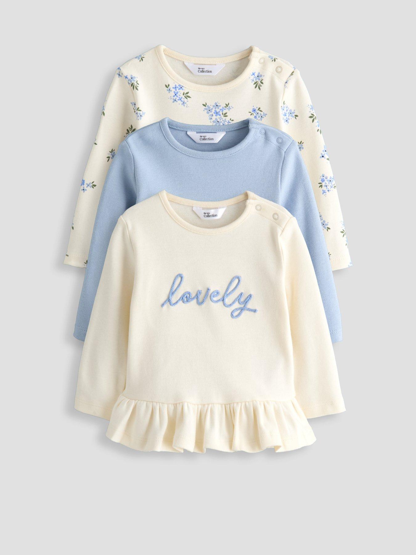Image 1 of 5 of The Very Collection Baby Girl 3 Pack Lovely Peplum Tops (3-6 months - 18-24 months) - Cream