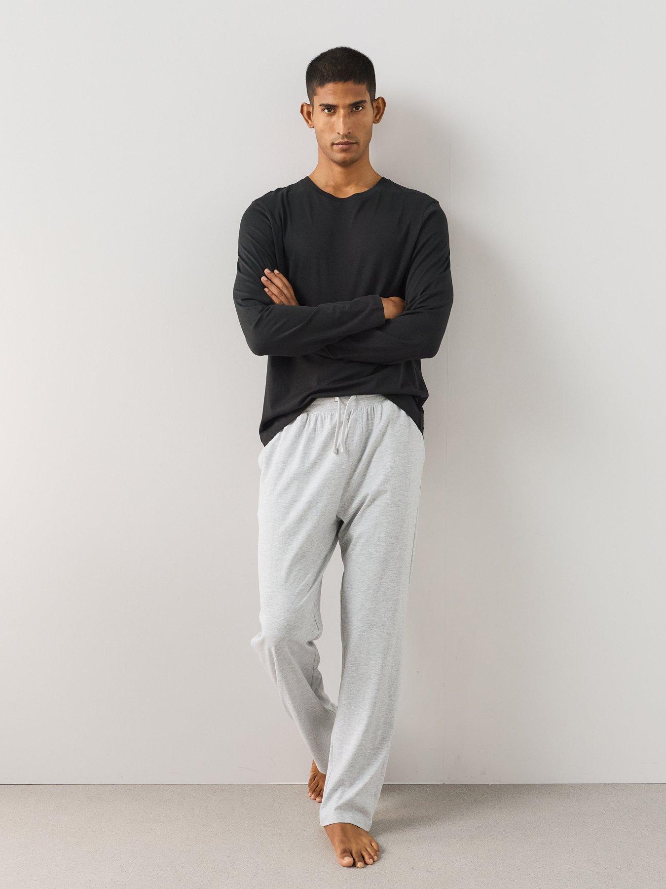 The Very Collection Essential Long Sleeve T-Shirt  &  Trouser Set - Black/Charcoal