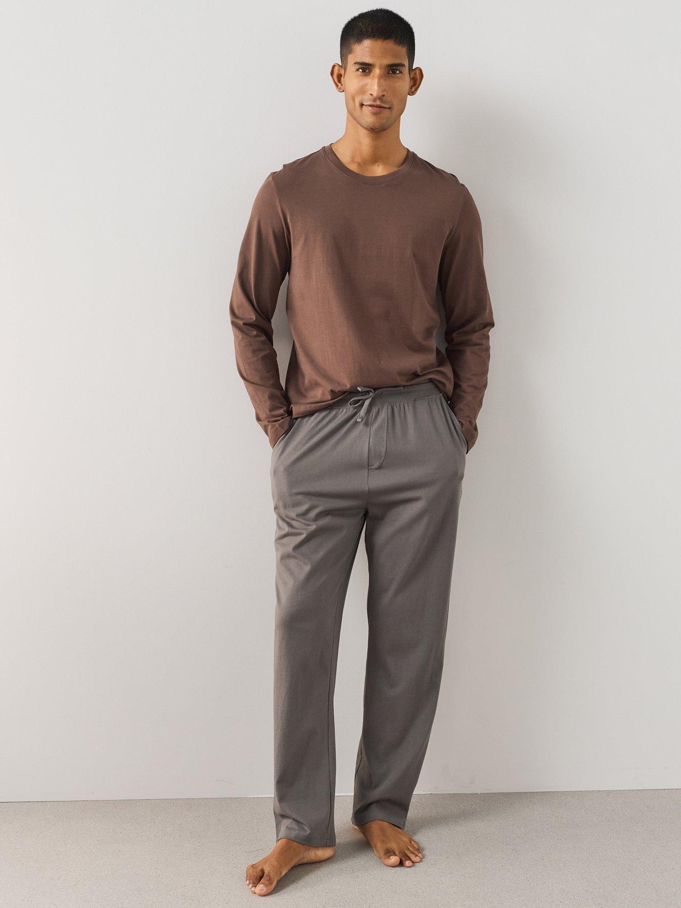 The Very Collection Essential Long Sleeve T-Shirt  &  Trouser Pyjama Set - Brown