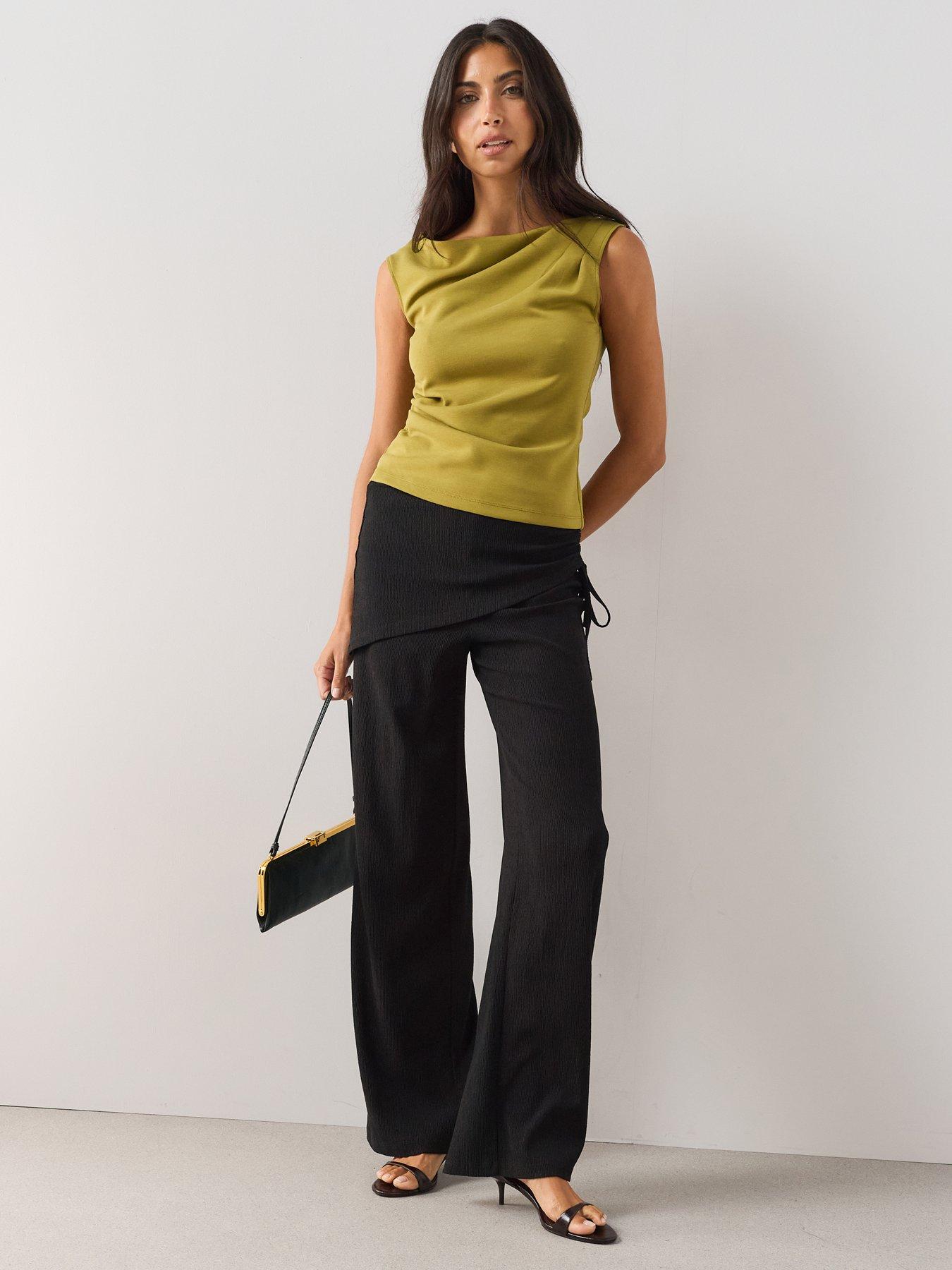 The Very Collection Ruched Scuba Sleeveless Top - Olive Green