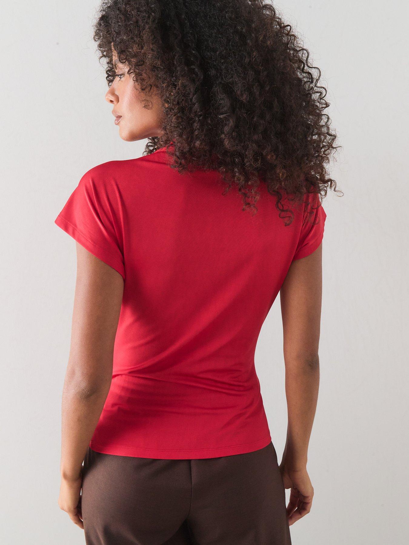 Image 2 of 7 of The Very Collection Draping Short Sleeve Top - Red