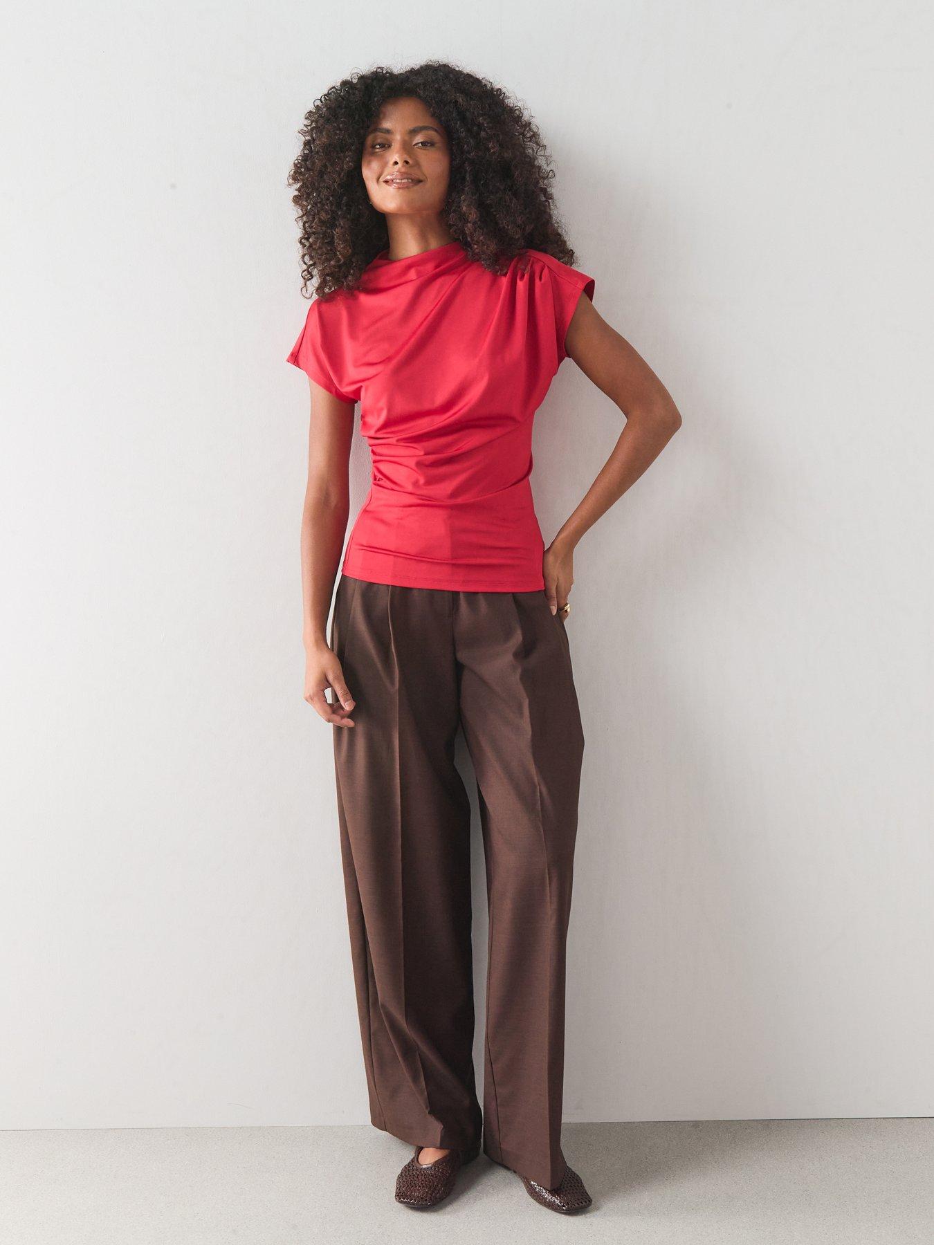 Image 3 of 7 of The Very Collection Draping Short Sleeve Top - Red