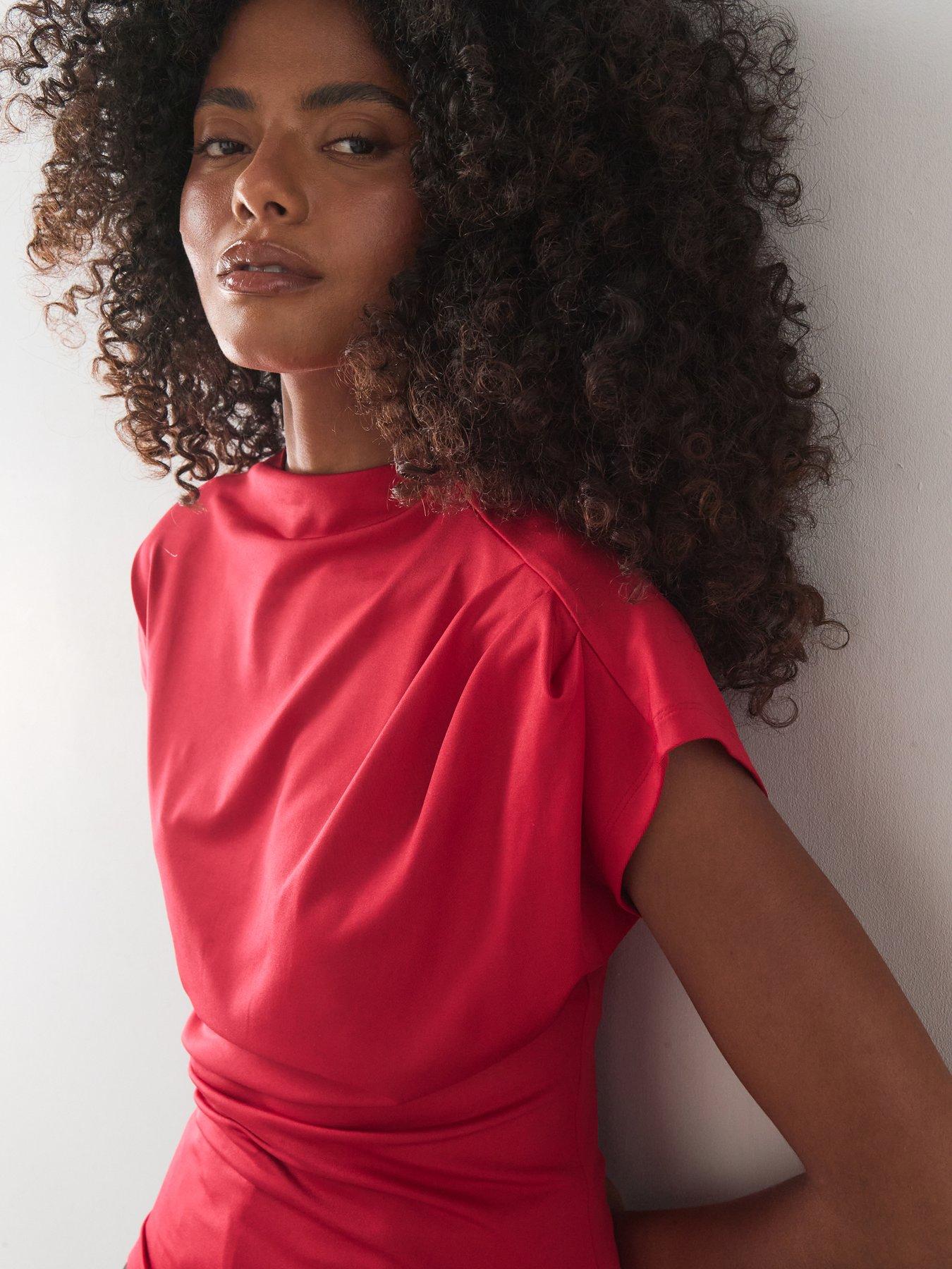 Image 4 of 7 of The Very Collection Draping Short Sleeve Top - Red
