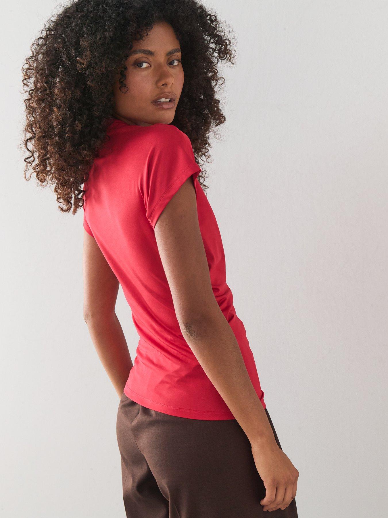 Image 6 of 7 of The Very Collection Draping Short Sleeve Top - Red