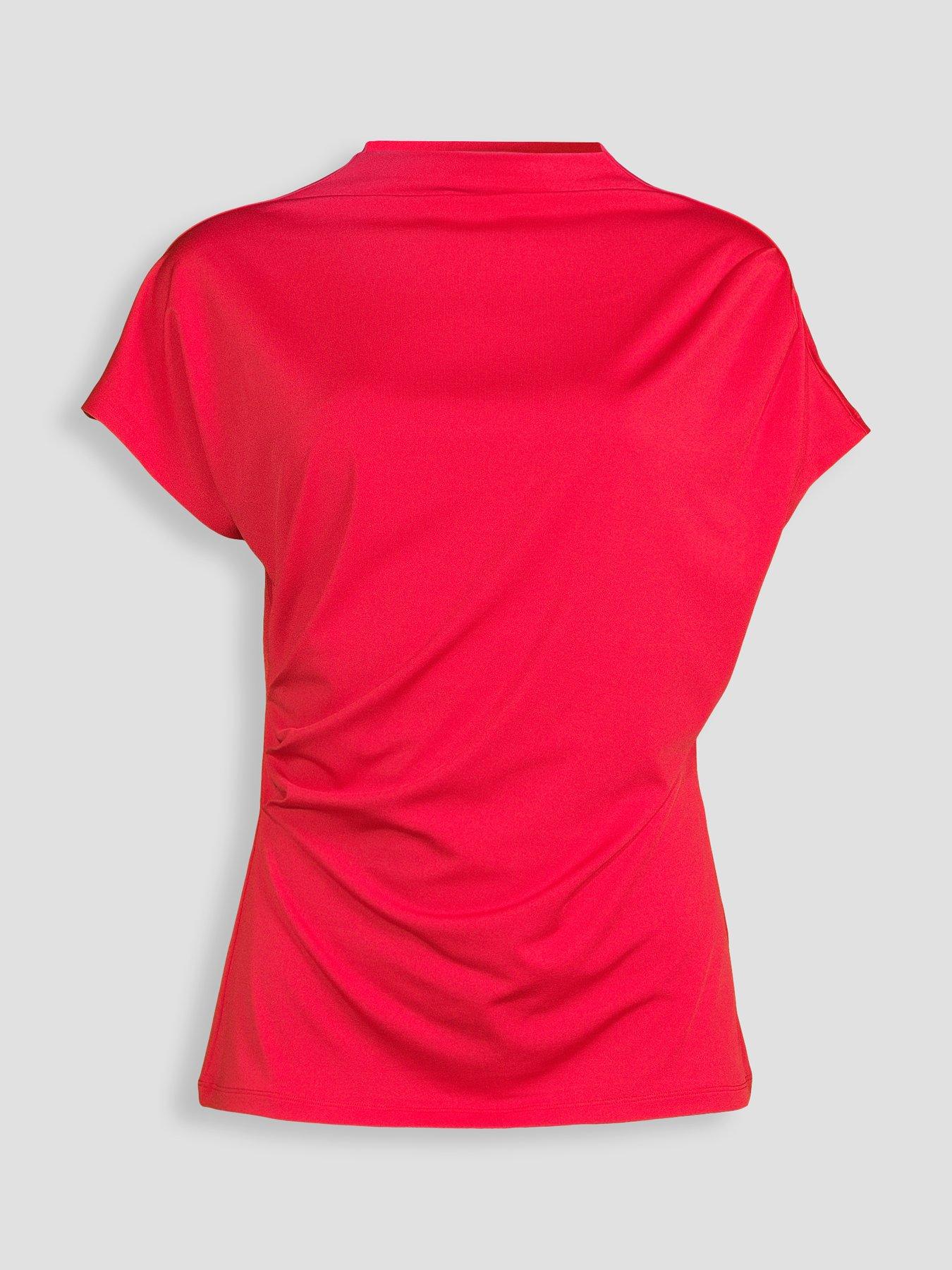 Image 7 of 7 of The Very Collection Draping Short Sleeve Top - Red