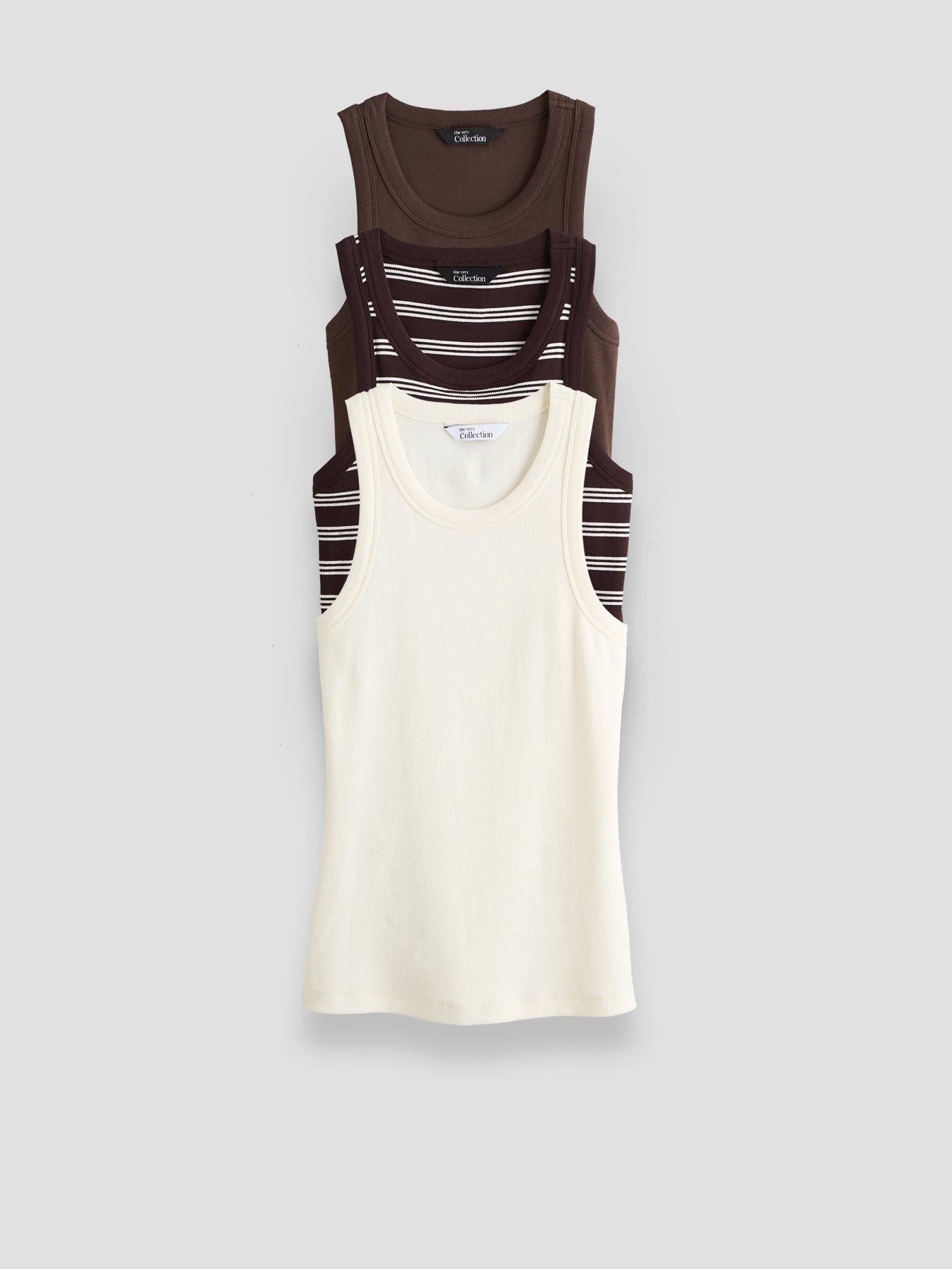 Image 1 of 6 of The Very Collection 3 Pack Rib Racer Vests - Multi