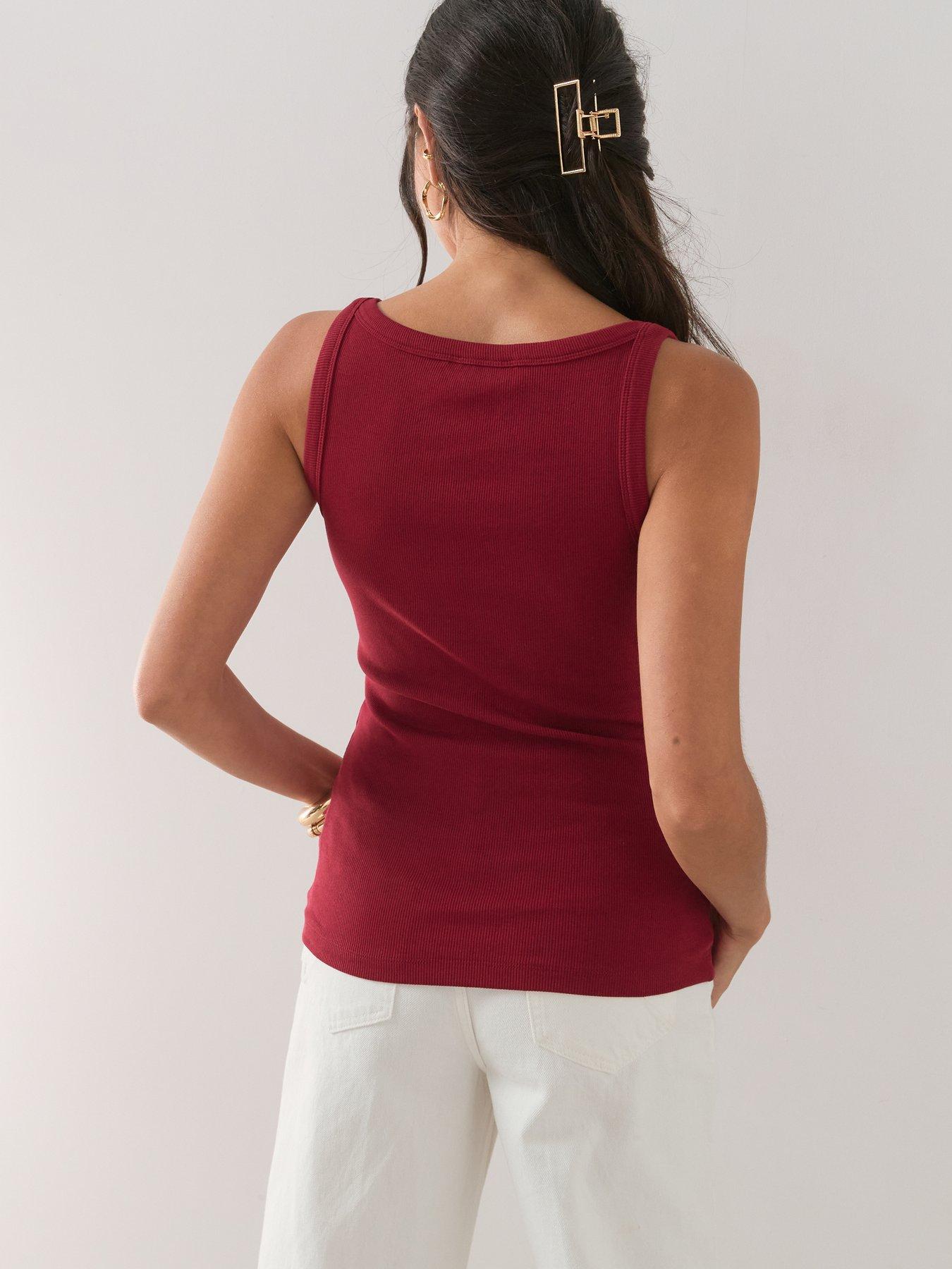 Image 2 of 7 of The Very Collection Scoop Neck Rib Vest - Burgundy