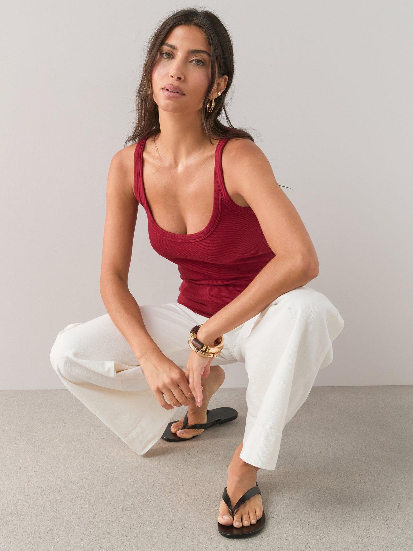 Image 4 of 7 of The Very Collection Scoop Neck Rib Vest - Burgundy