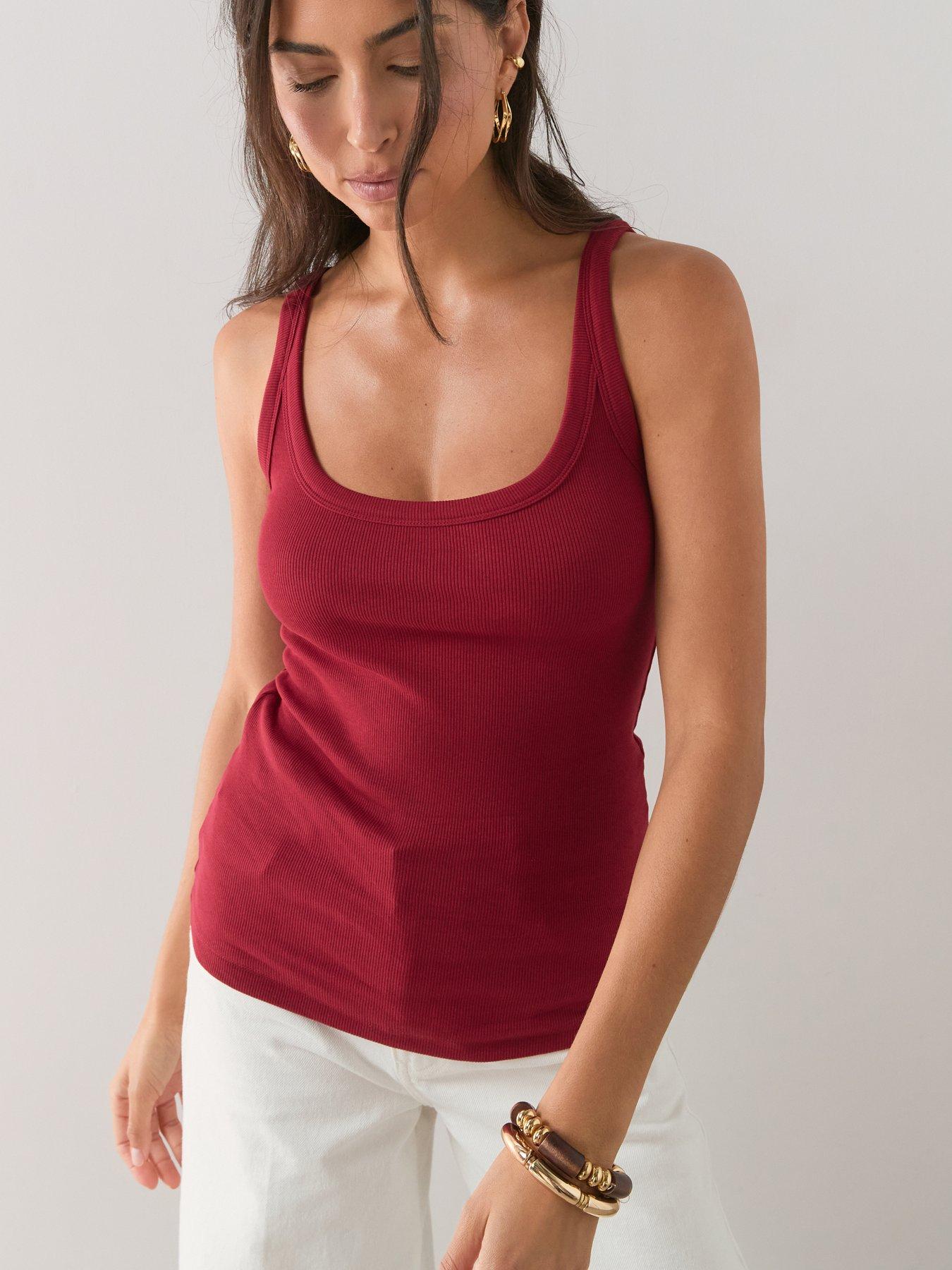 Image 6 of 7 of The Very Collection Scoop Neck Rib Vest - Burgundy