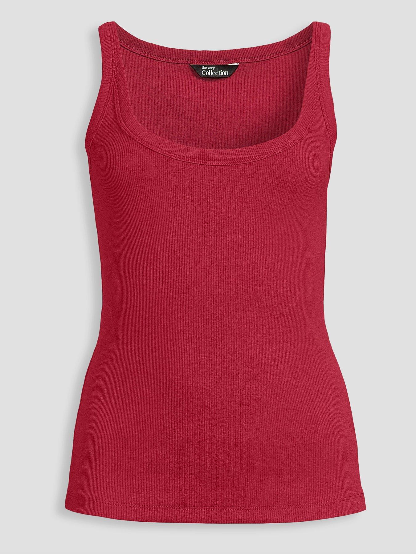 Image 7 of 7 of The Very Collection Scoop Neck Rib Vest - Burgundy