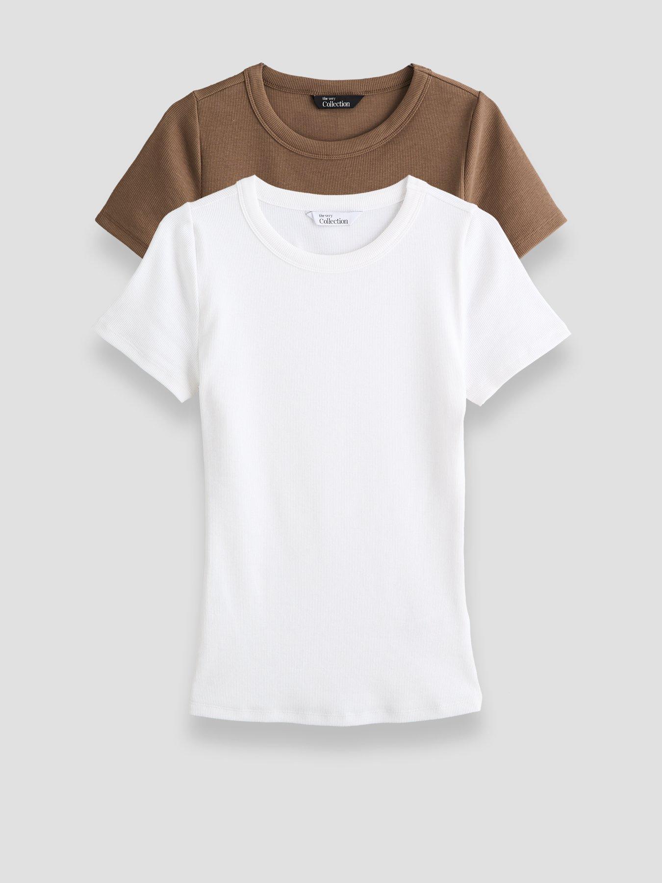 The Very Collection 2 Pack Stretch Rib T-Shirts - Multi