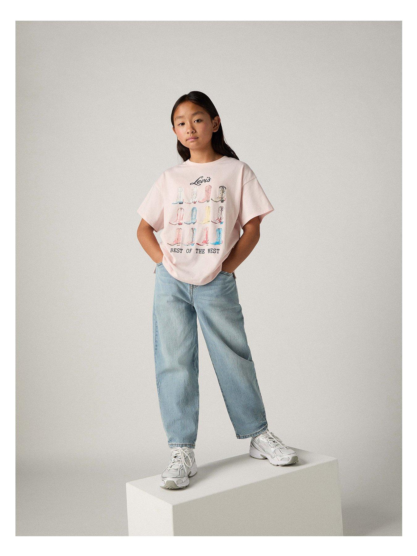 Image 1 of 1 of Levi's Girls Baggy Barrel Jeans- Blue