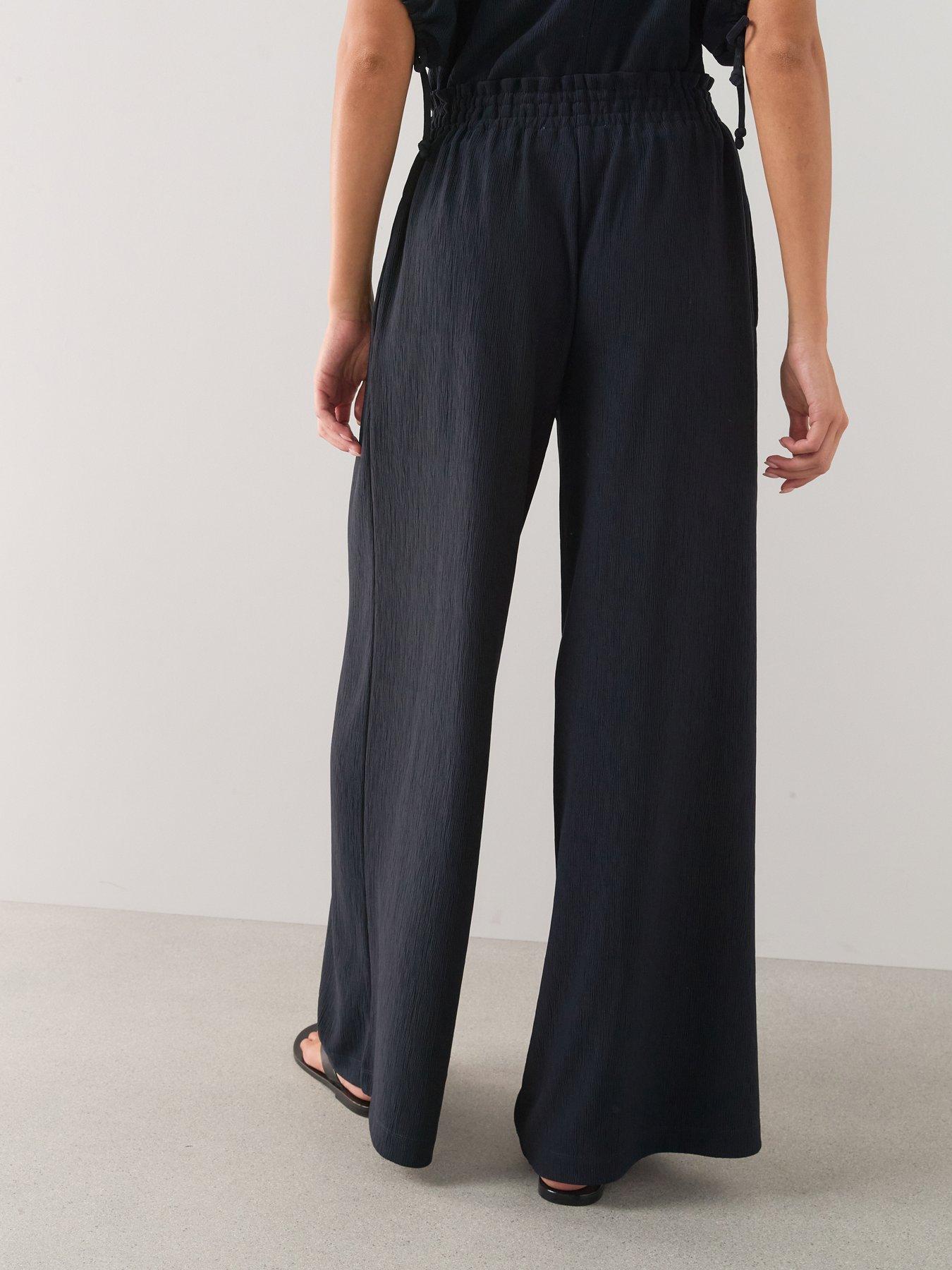 Image 2 of 6 of The Very Collection Textured Wide Leg Trouser Co-Ord - Navy