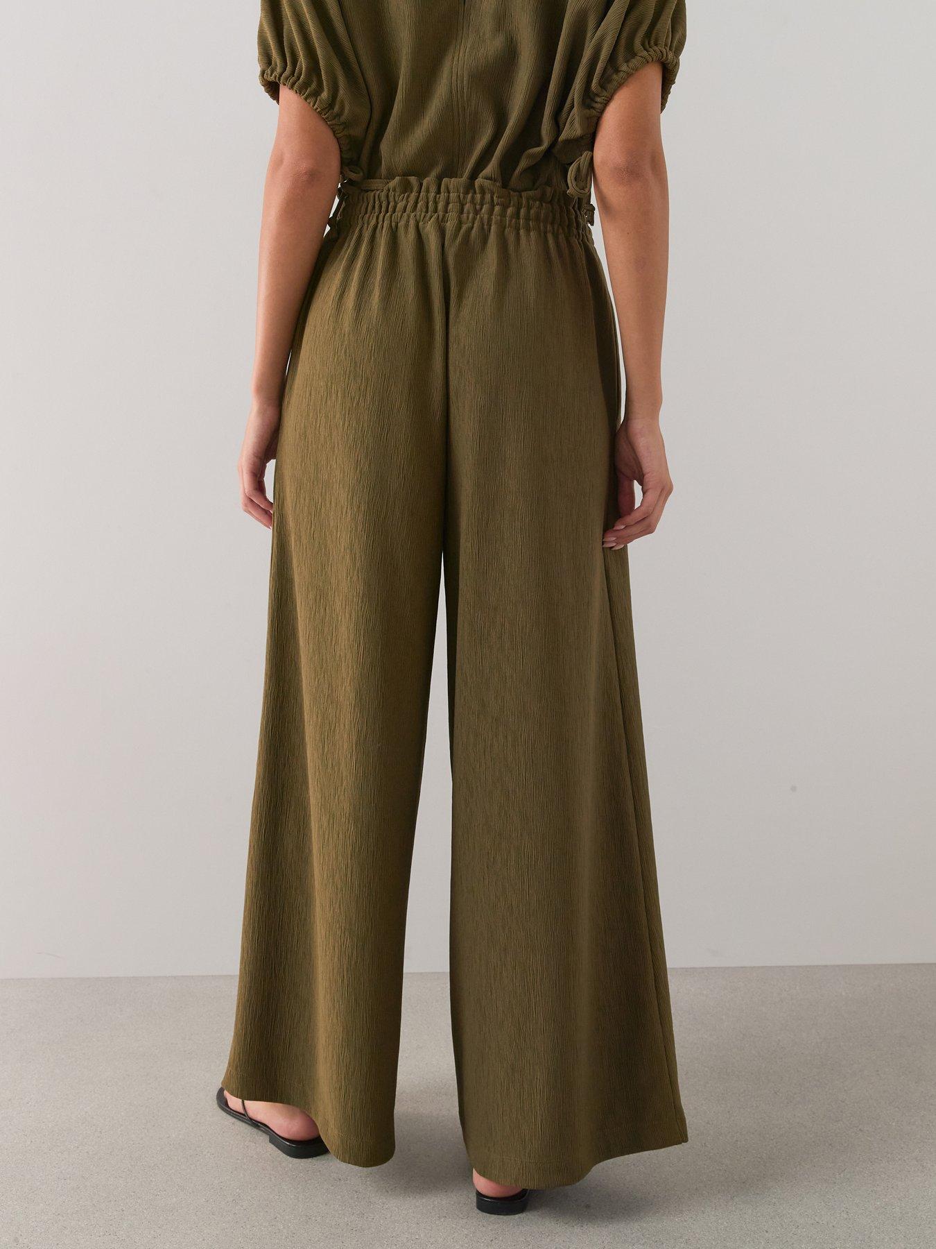 Image 2 of 7 of The Very Collection Textured Wide Leg Trouser Co-ord - Khaki